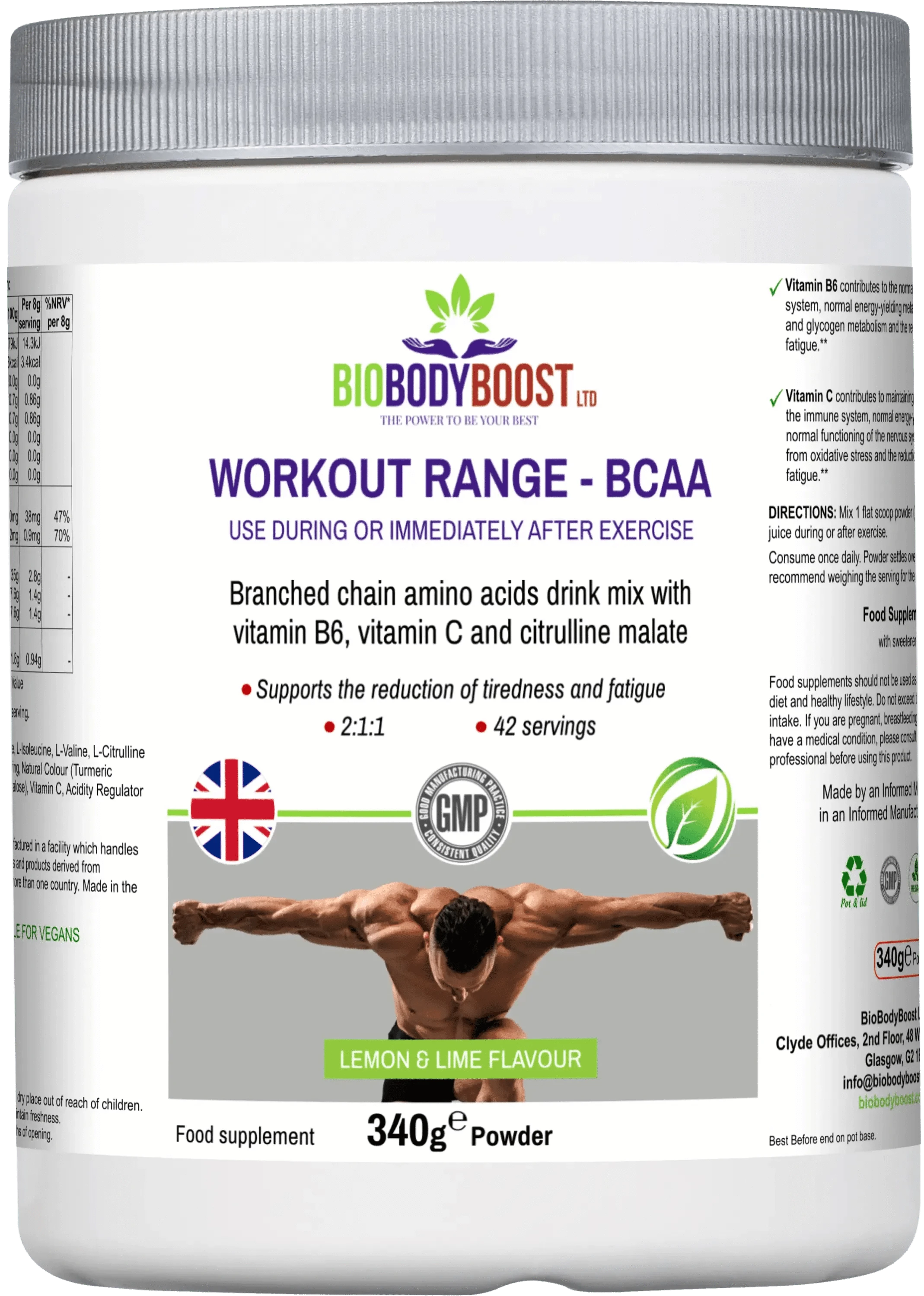 BioBodyBoost Amino Acids BCAA Amino Acids Drink Mix – Muscle & Endurance Support