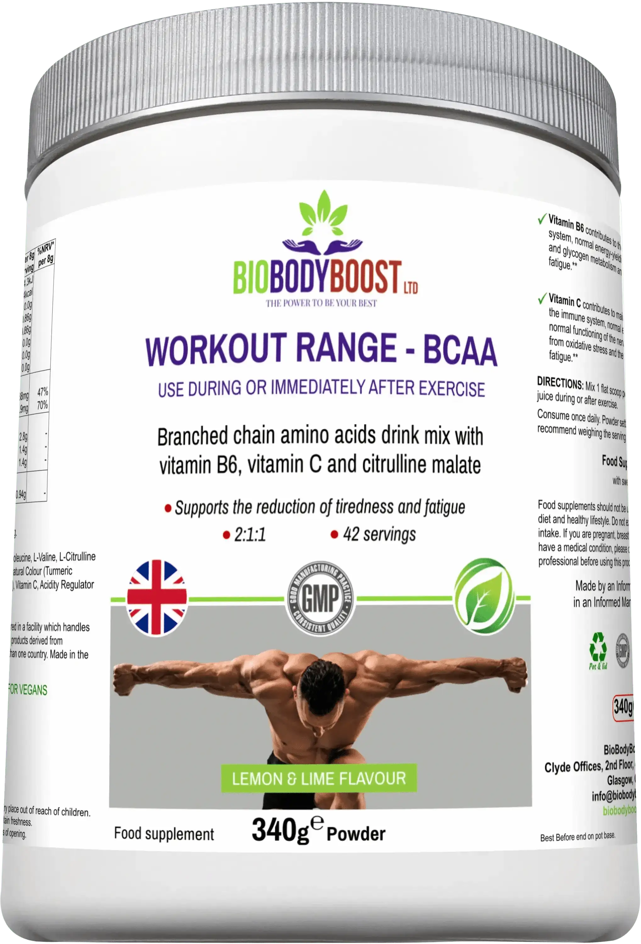 BioBodyBoost Amino Acids BCAA Amino Acids Drink Mix – Muscle & Endurance Support