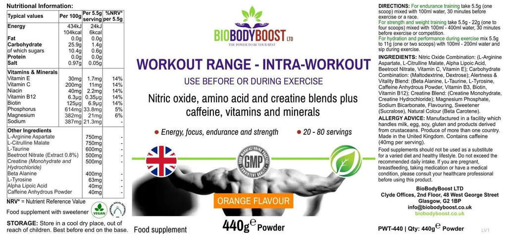 BioBodyBoost Amino Acids Workout Range - Intra-Workout Amino Acids and Creatine Blend