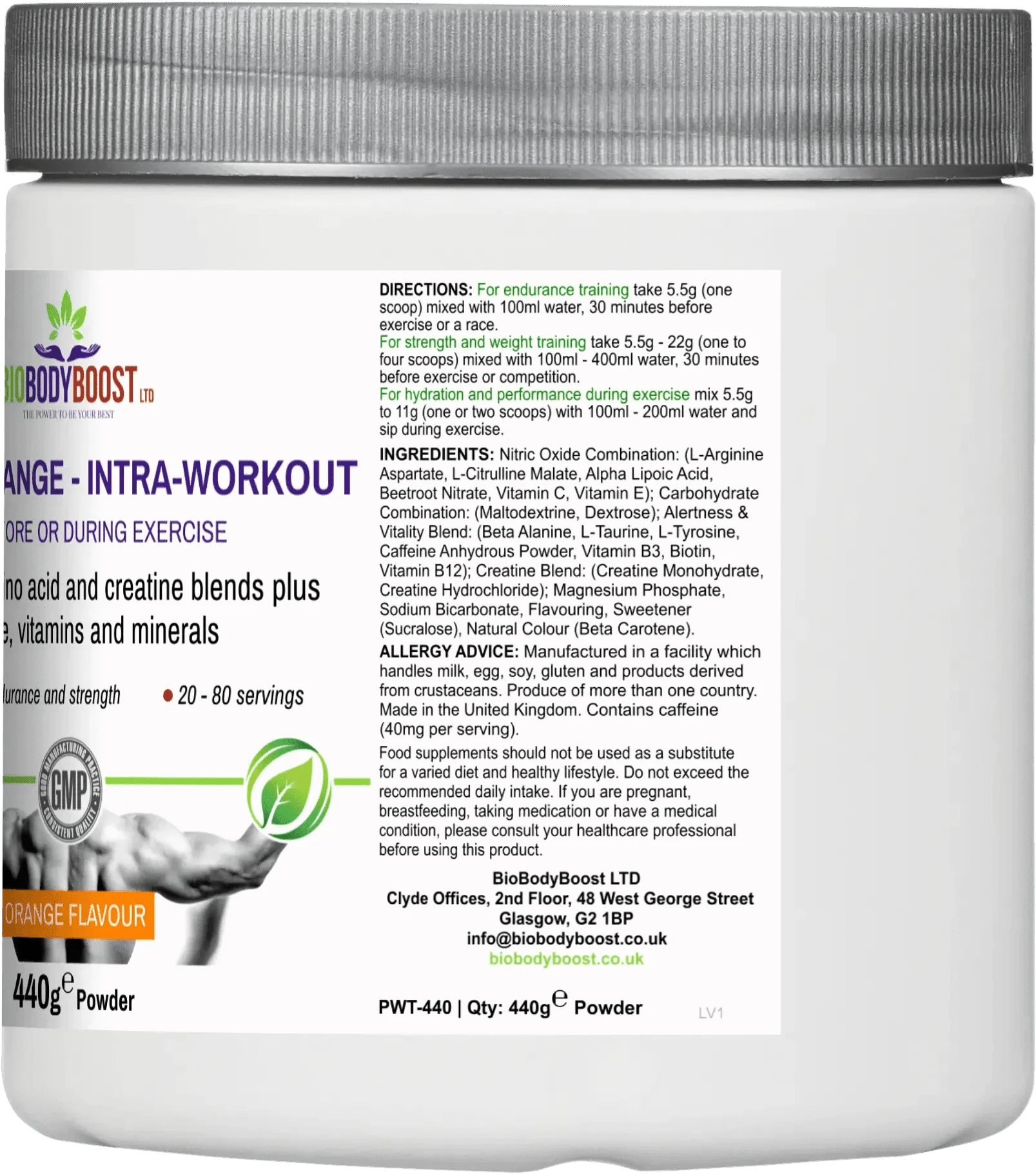BioBodyBoost Amino Acids Workout Range - Intra-Workout Amino Acids and Creatine Blend