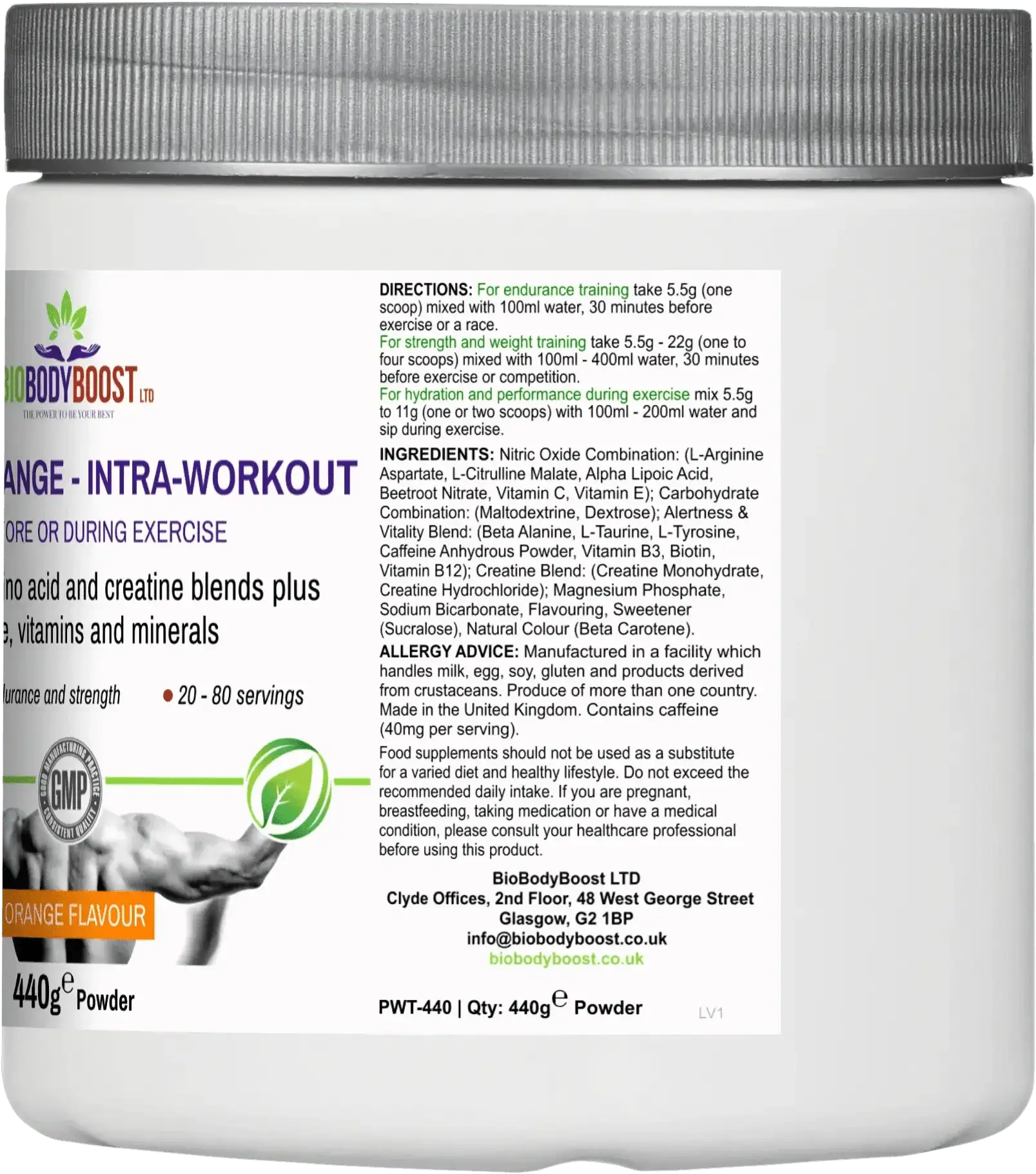 BioBodyBoost Amino Acids Workout Range - Intra-Workout Amino Acids and Creatine Blend