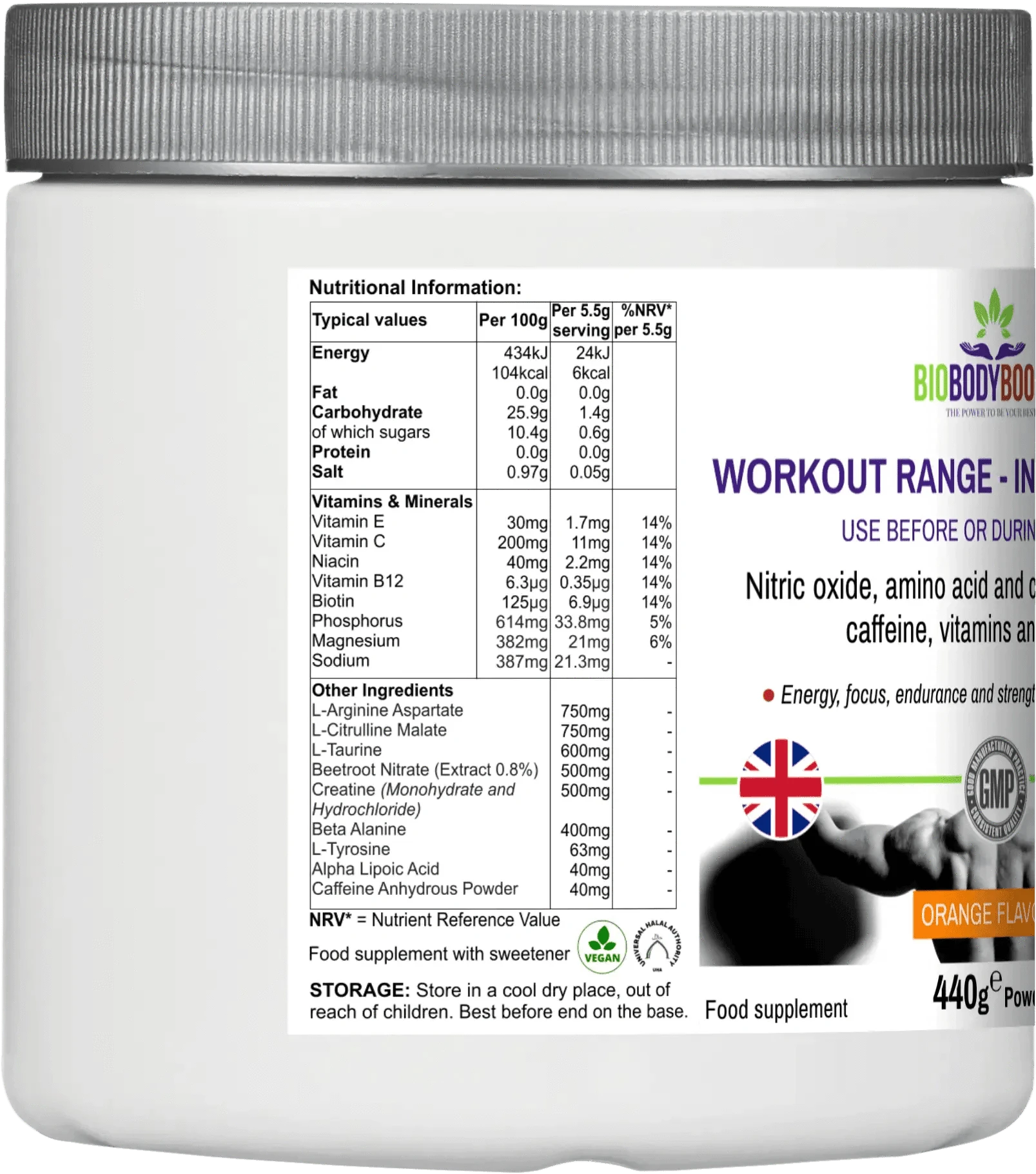 BioBodyBoost Amino Acids Workout Range - Intra-Workout Amino Acids and Creatine Blend