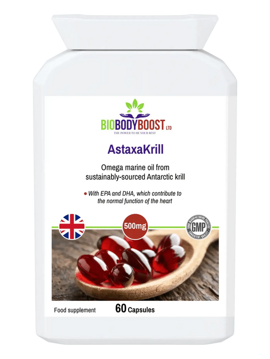 BioBodyBoost AstaxaKrill Omega Marine Oil Capsules with Antarctic Krill for heart health support