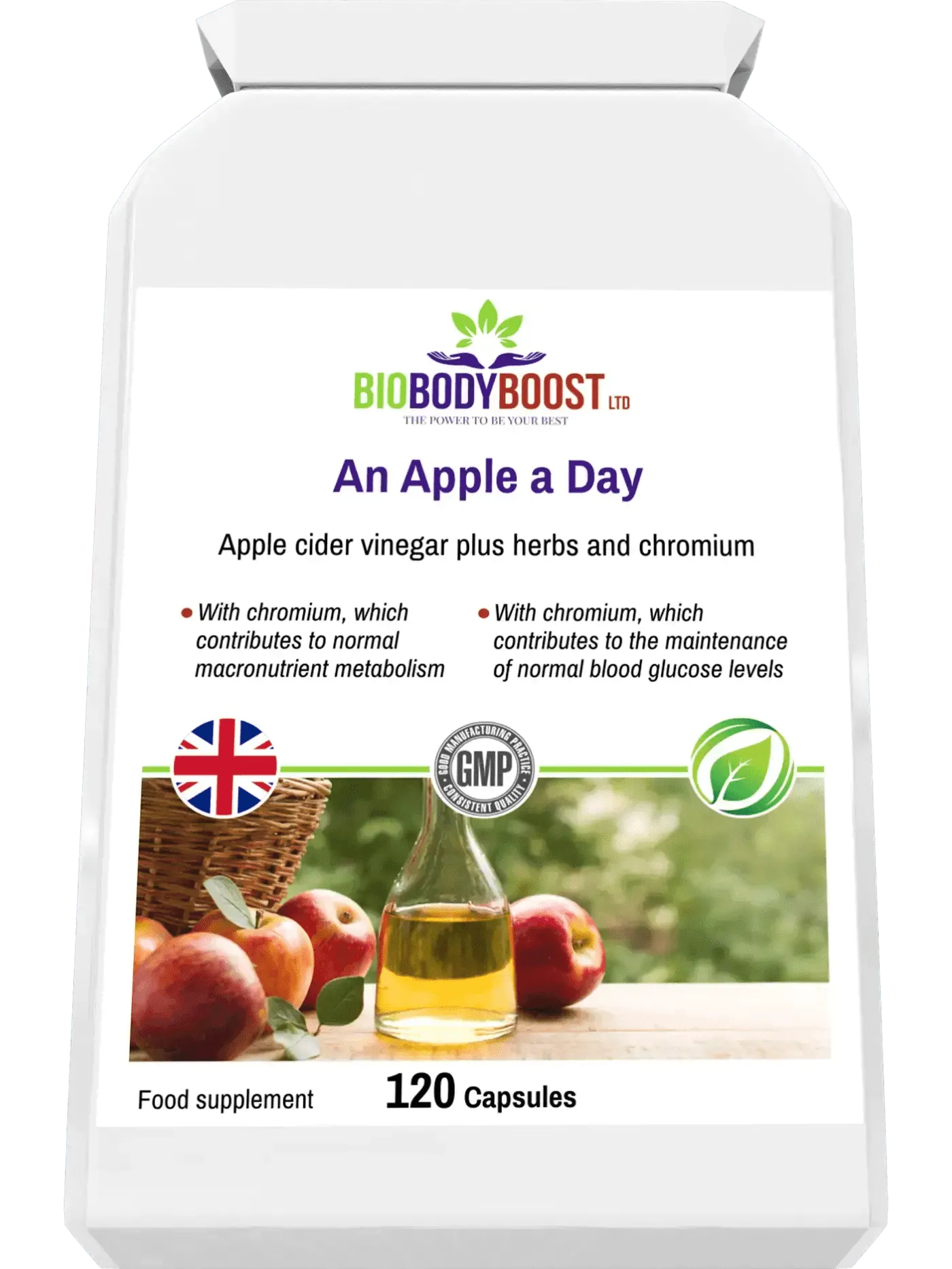 BioBodyBoost Apple Cider Vinegar Capsules with Herbs for Metabolism and Blood Glucose Support