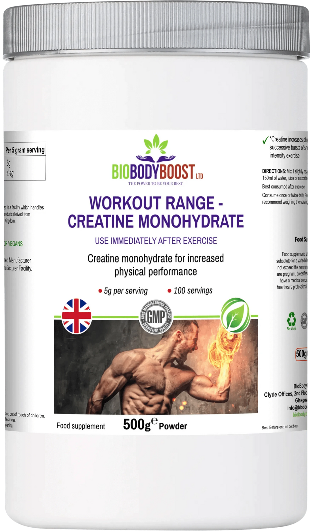 BioBodyBoost Creatine Workout Range - Creatine Monohydrate