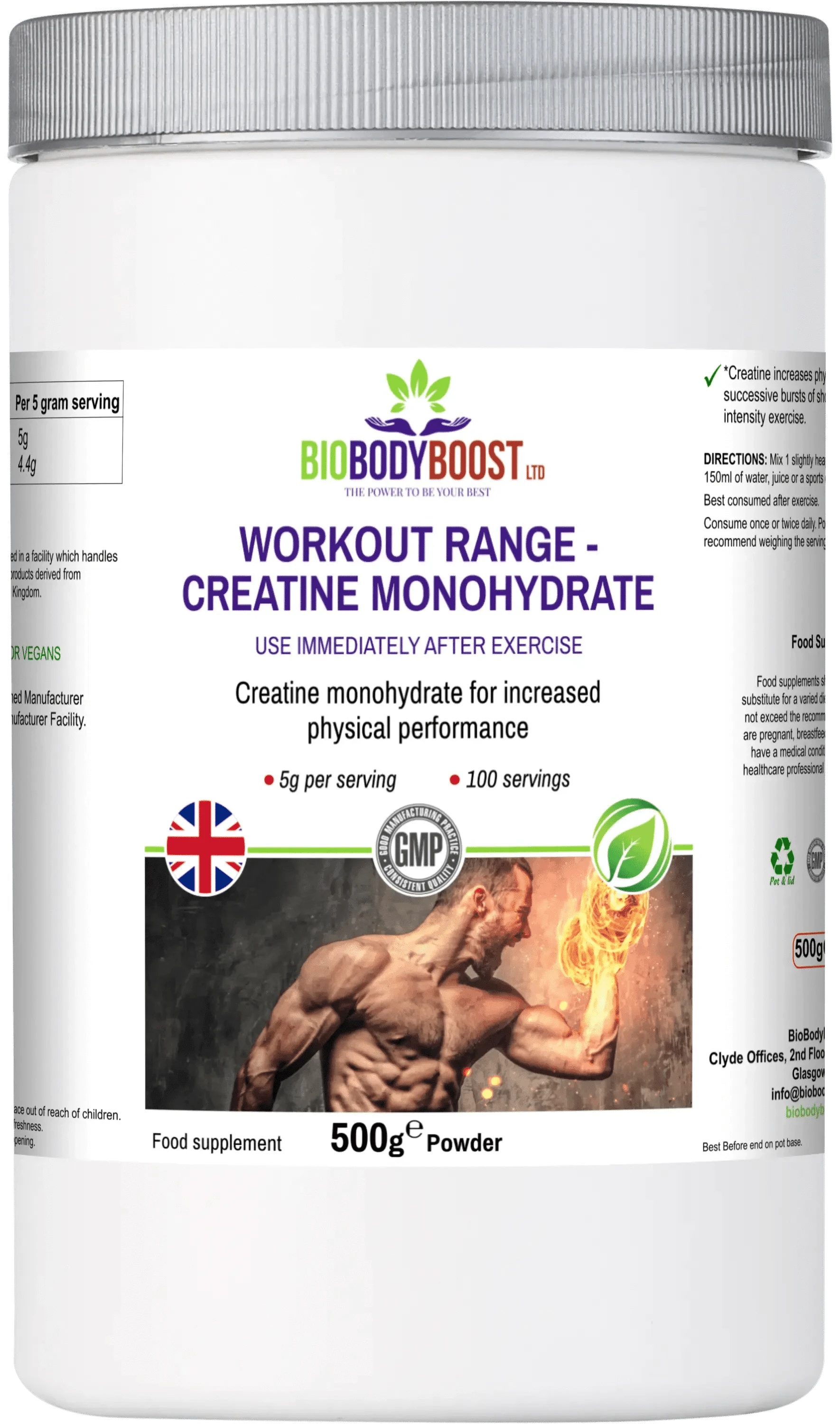 BioBodyBoost Creatine Workout Range - Creatine Monohydrate