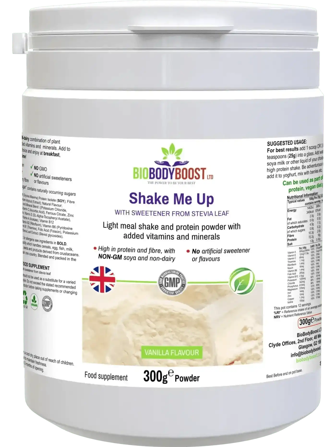 BioBodyBoost Diet Protein Shakes Shake Me Up Vanilla - Vegan Meal Shake