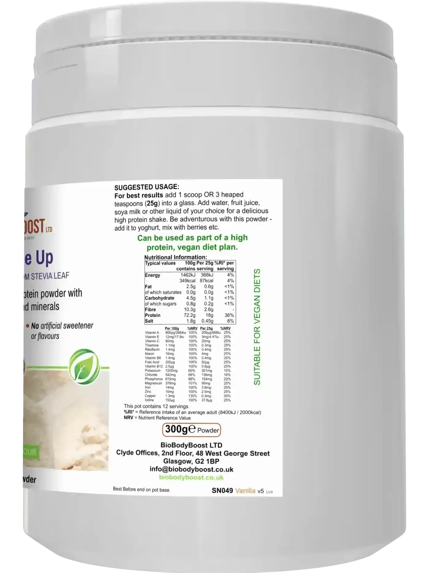 BioBodyBoost Diet Protein Shakes Shake Me Up Vanilla - Vegan Meal Shake