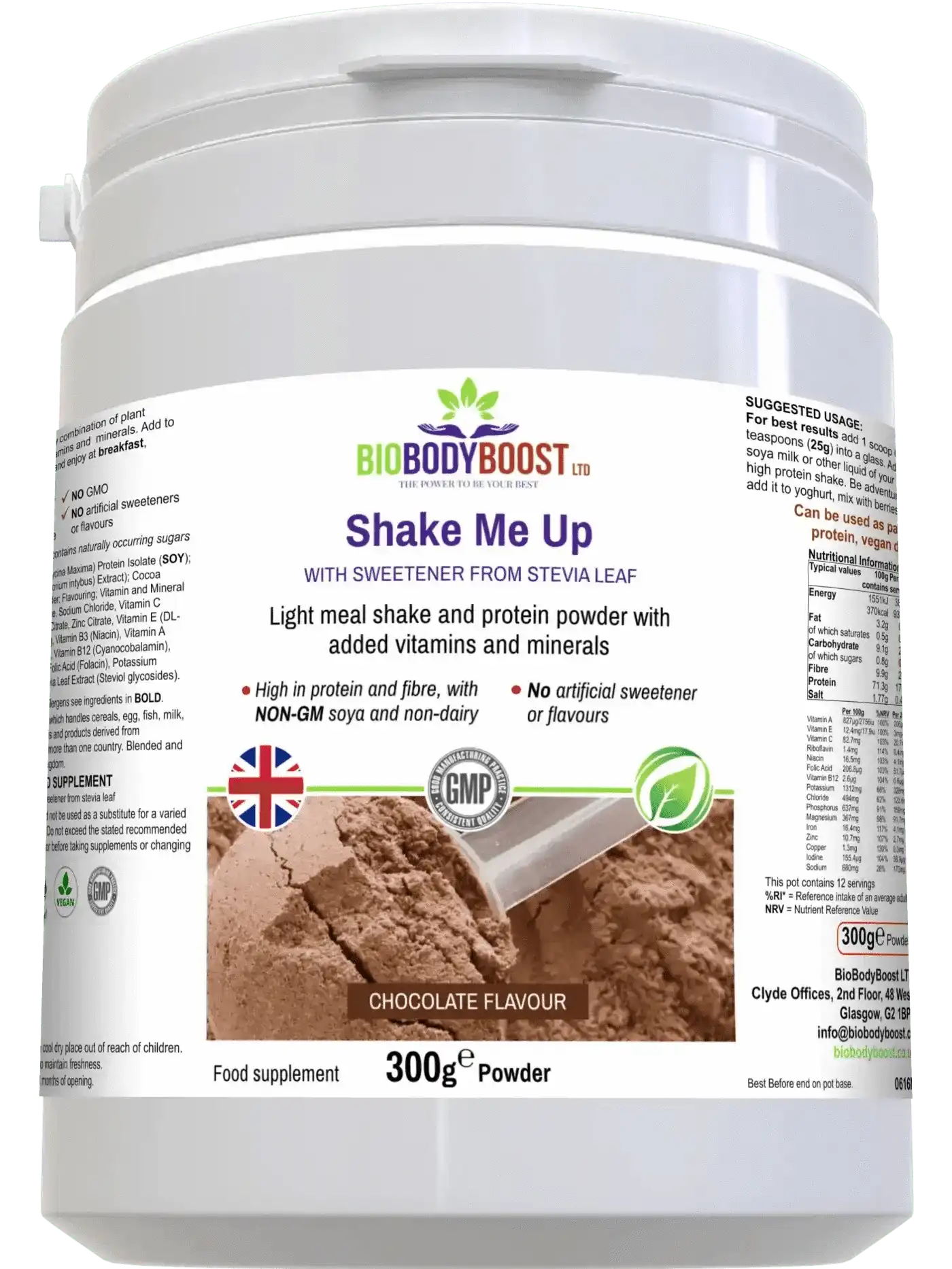 BioBodyBoost Diet Protein Shakes Shake Me Up Vegan Chocolate Meal Shake for Wellness