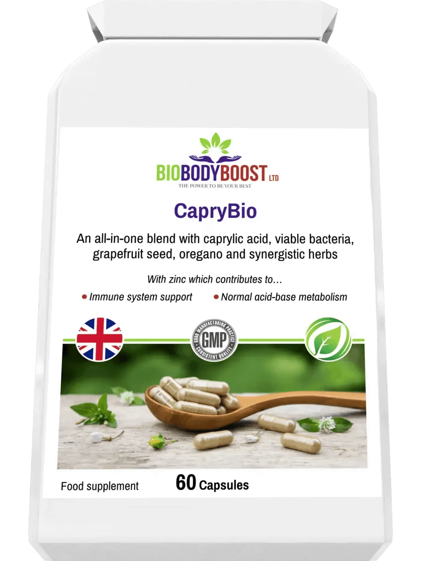 BioBodyBoost Digestive Supplements CapryBio - Antifungal Caprylic Acid Capsules for Digestive Health