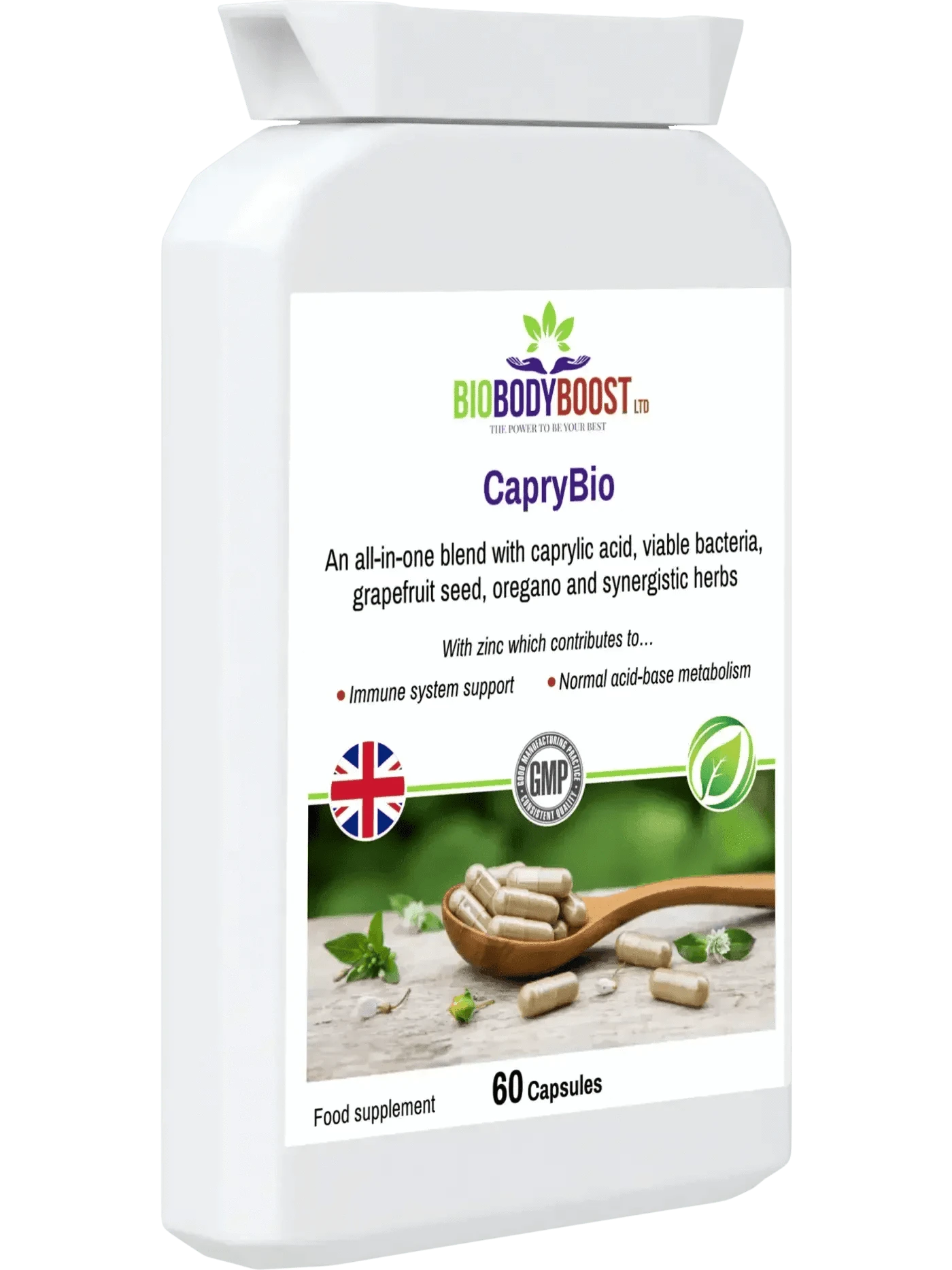 BioBodyBoost Digestive Supplements CapryBio - Antifungal Caprylic Acid Capsules for Digestive Health