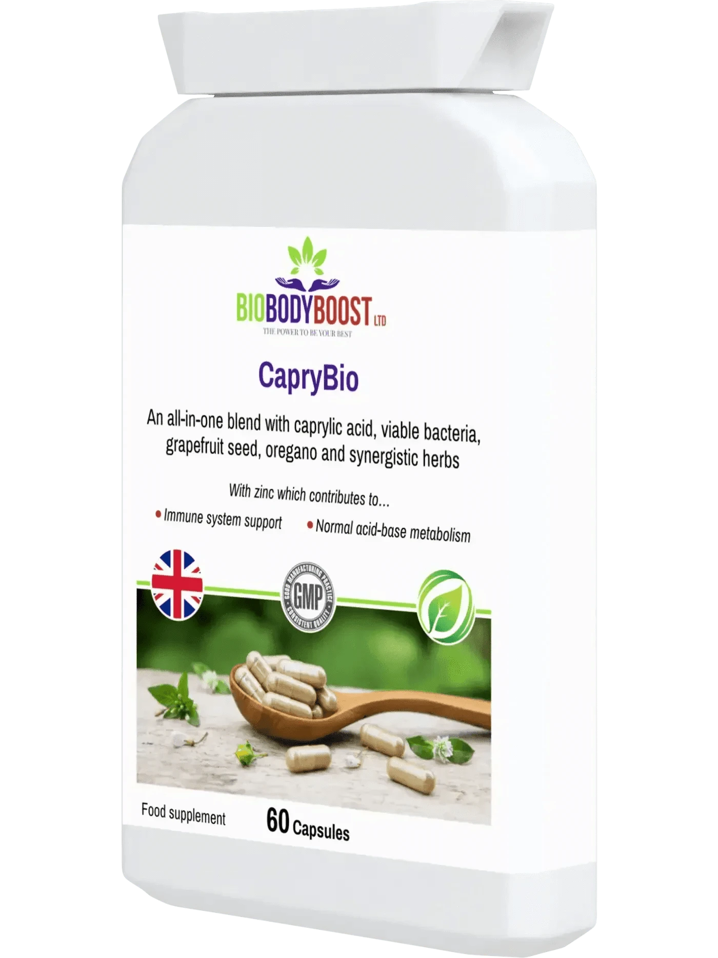 BioBodyBoost Digestive Supplements CapryBio - Antifungal Caprylic Acid Capsules for Digestive Health