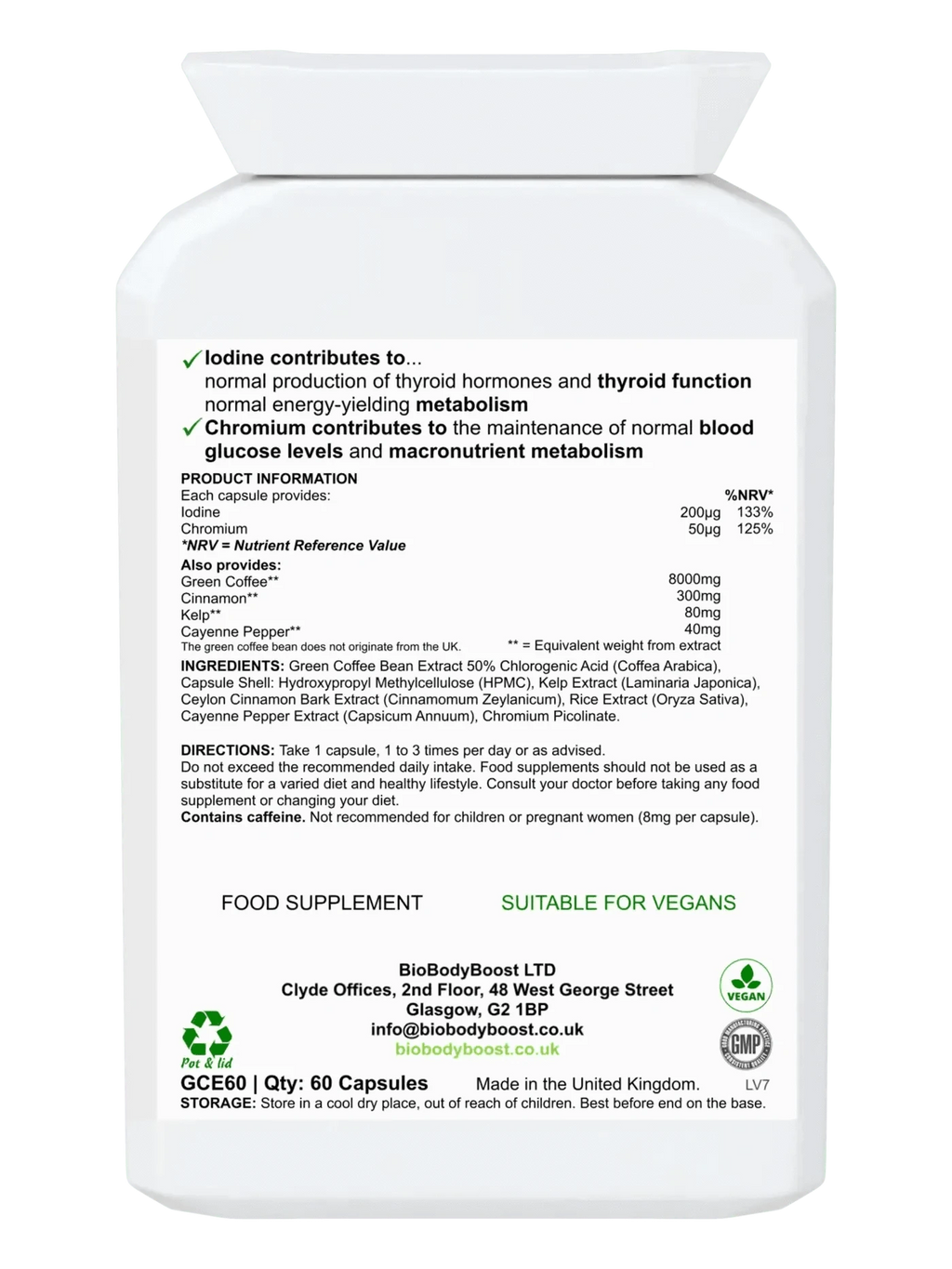 BioBodyBoost Digestive Supplements CGA Slender - Green Coffee 8000 CGA