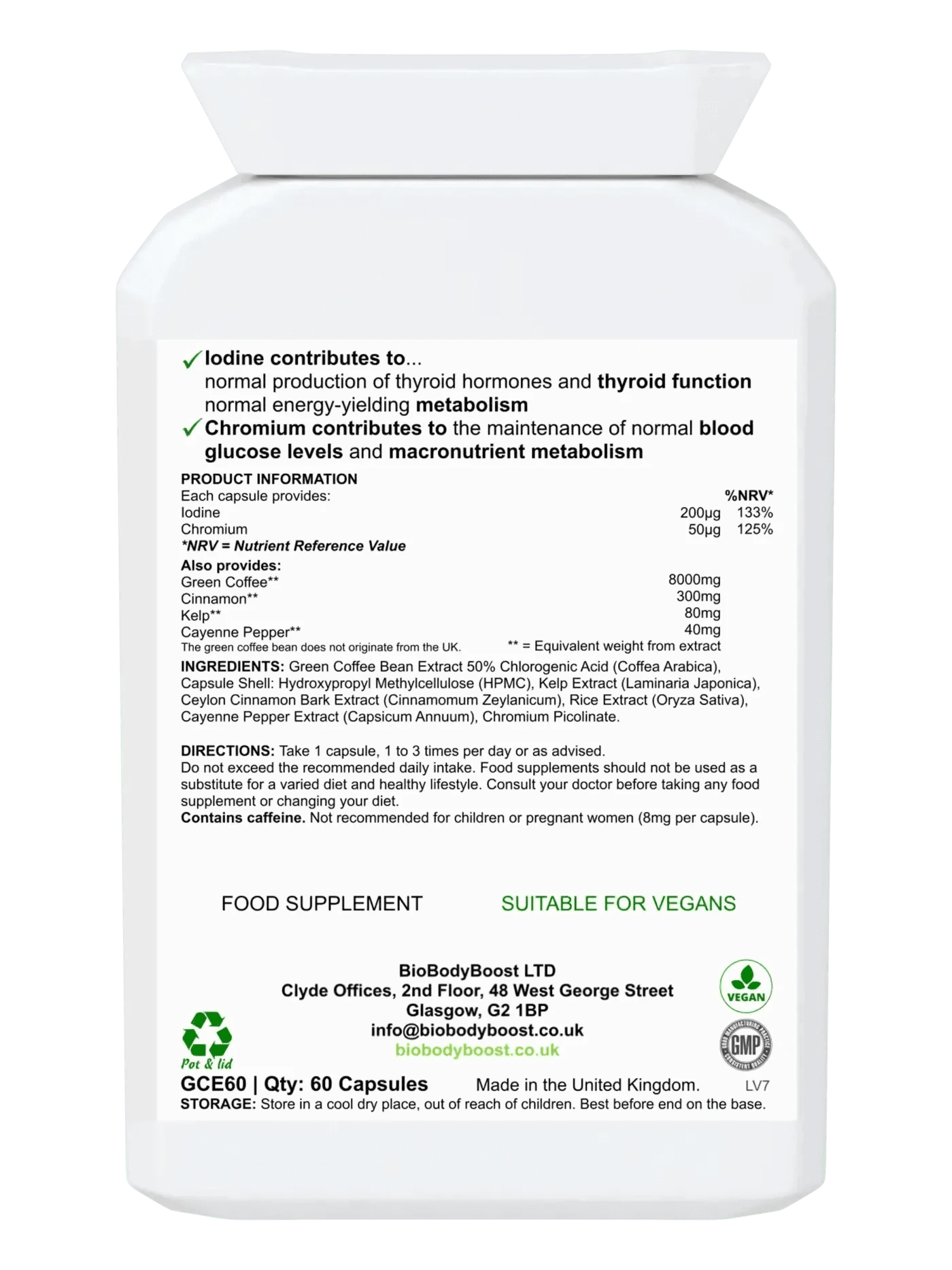 BioBodyBoost Digestive Supplements CGA Slender - Green Coffee 8000 CGA