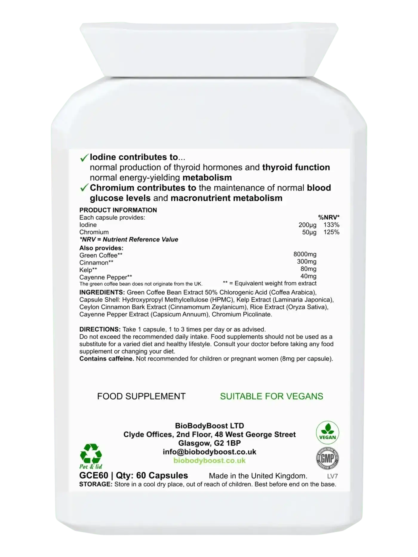 BioBodyBoost Digestive Supplements CGA Slender - Green Coffee 8000 CGA