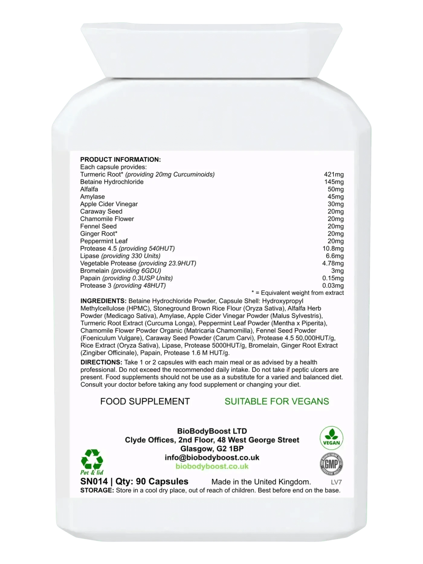 BioBodyBoost Digestive Supplements EnzymeXtreme - Plant Derived Digestive Enzymes