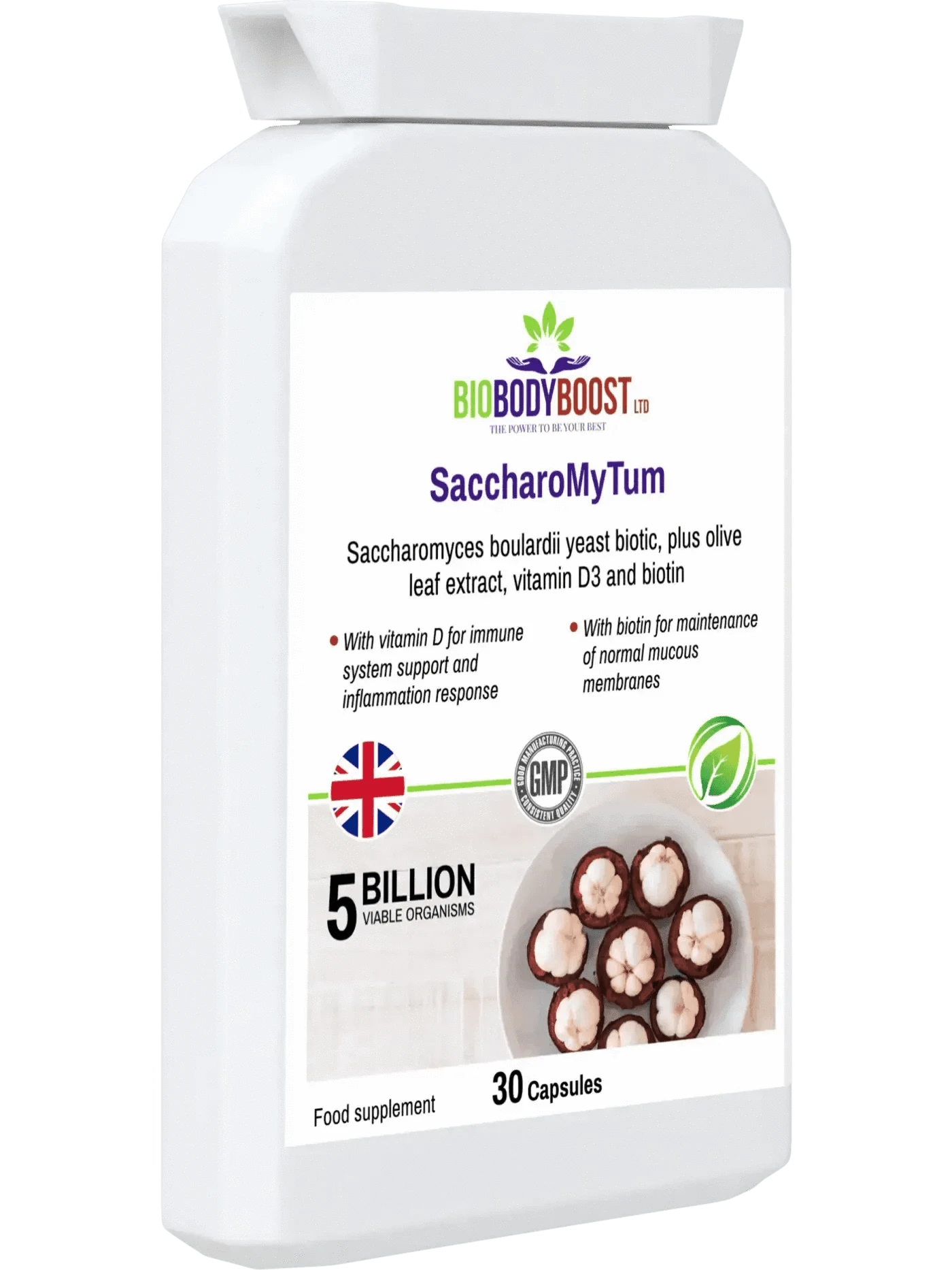 BioBodyBoost Digestive Supplements SaccharoMyTum - Saccharomyces Boulardii & Vitamin D3