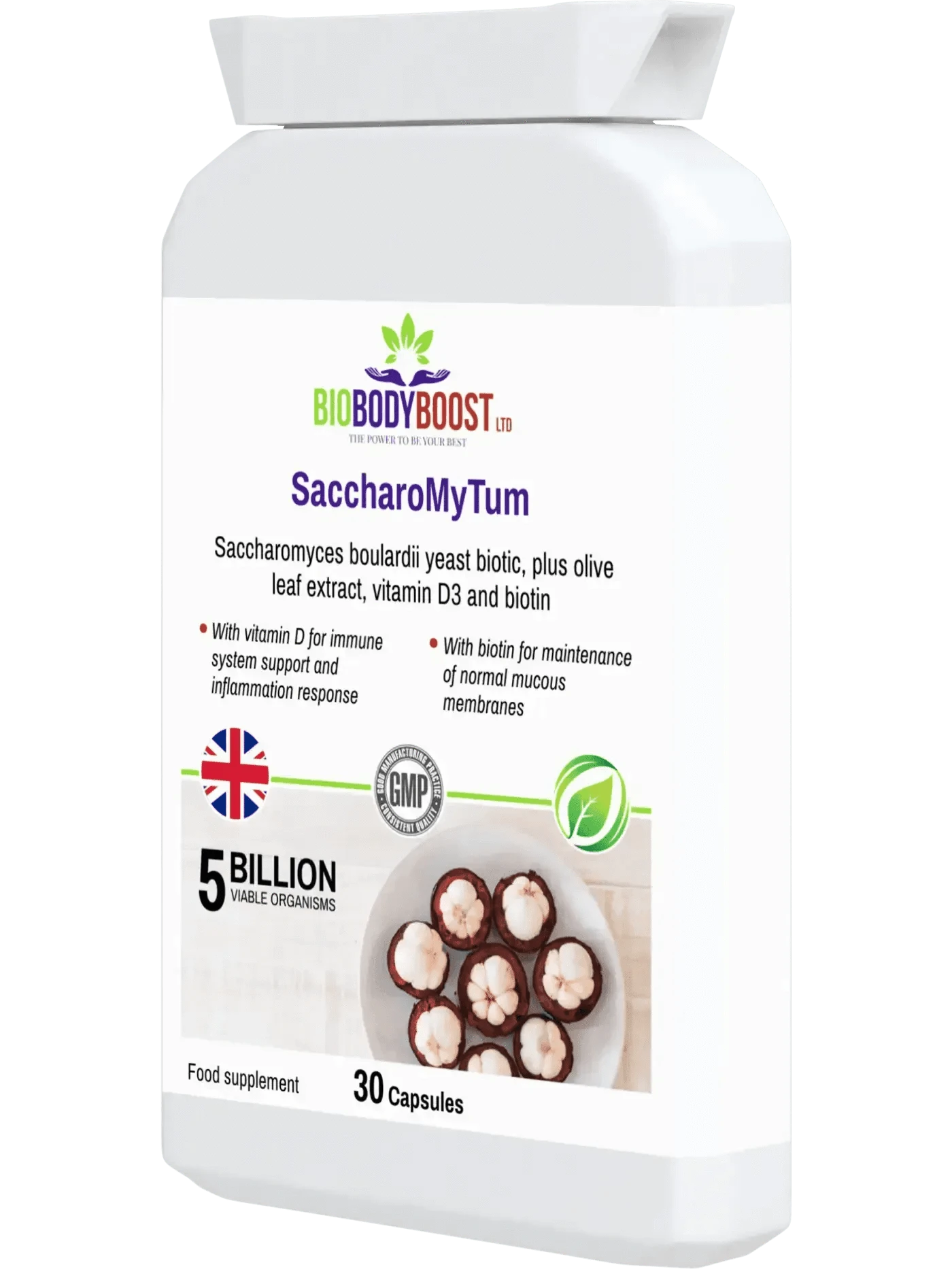 BioBodyBoost Digestive Supplements SaccharoMyTum - Saccharomyces Boulardii & Vitamin D3