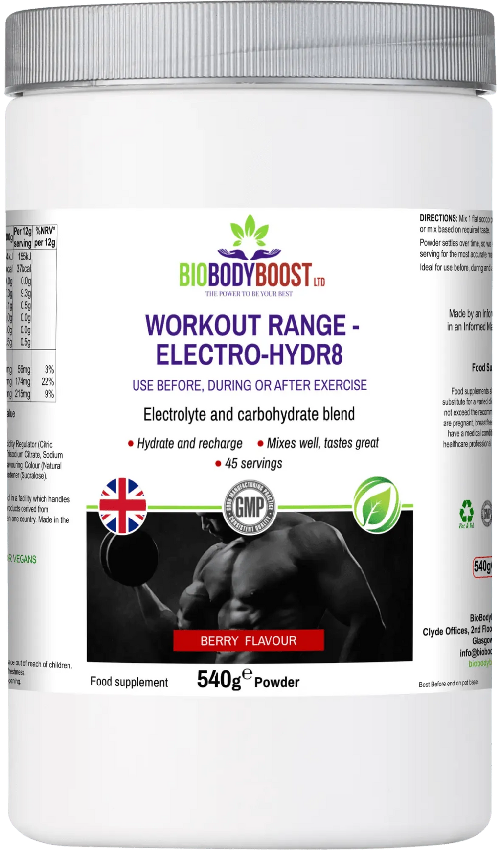 BioBodyBoost Electrolyte Drink Mix in Berry Flavour Powder for Hydration During Exercise