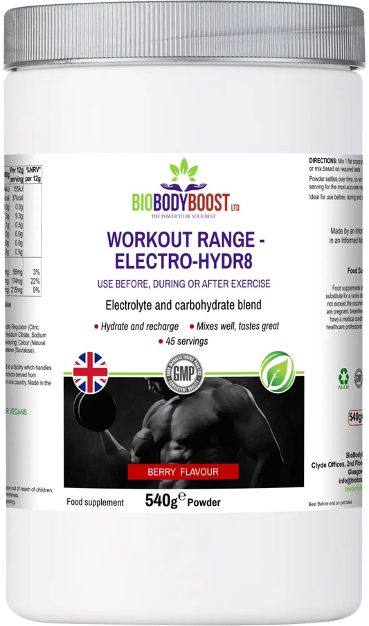 BioBodyBoost Electrolyte Drink Mix in Berry Flavour Powder for Hydration During Exercise