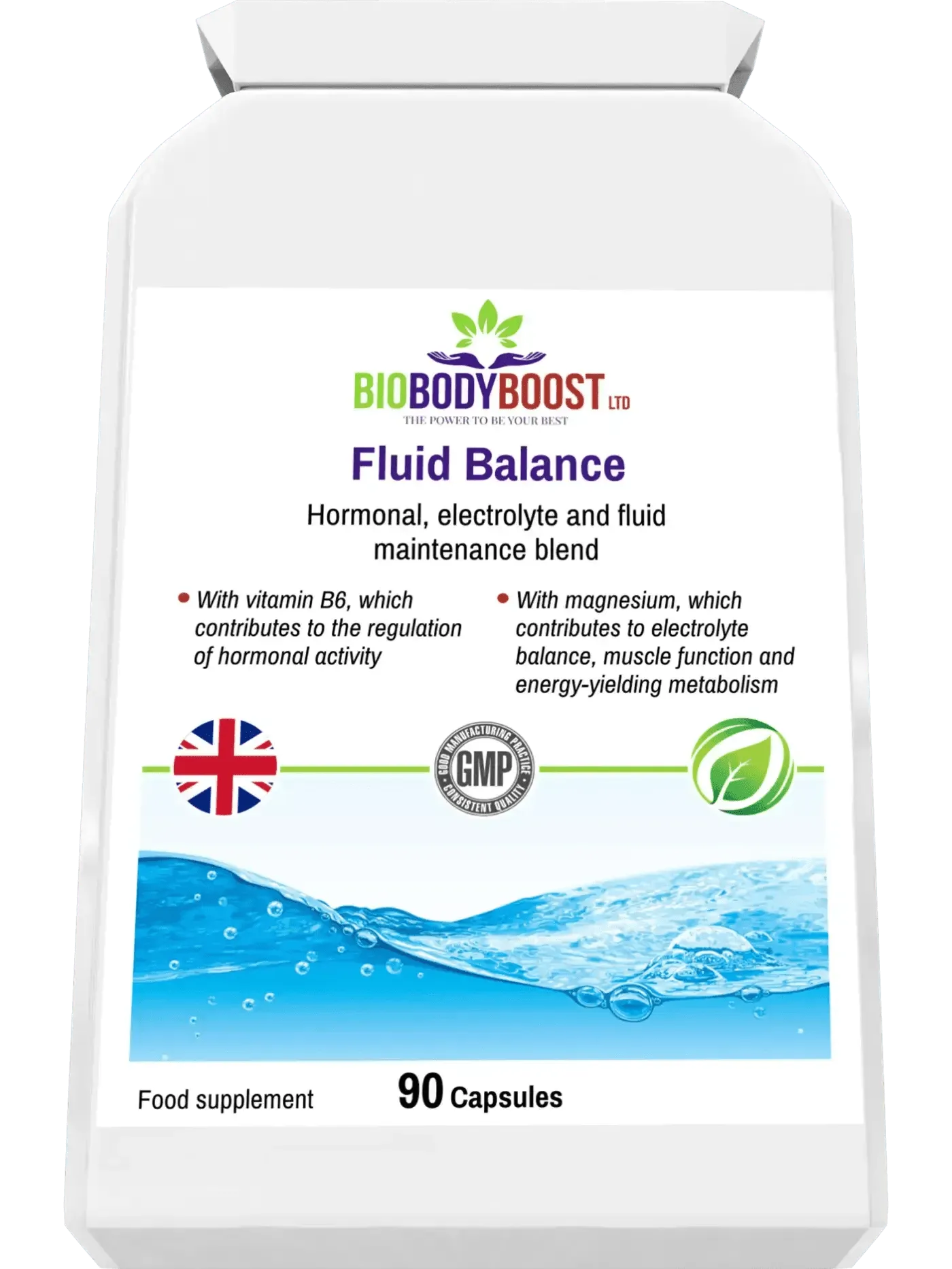 BioBodyBoost Fluid Balance Supplement with Vitamins and Minerals for Hormonal, electrolyte water retention support