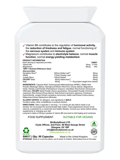 BioBodyBoost Vitamins and Supplements Bottle with Magnesium for electrolyte water retention and energy metabolism