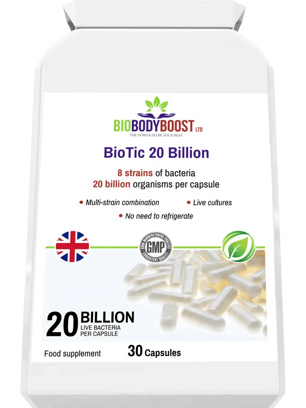 BioBodyBoost Food Supplement BioBodyBoost Vegan Probiotic - 20 Billion Live Cultures
