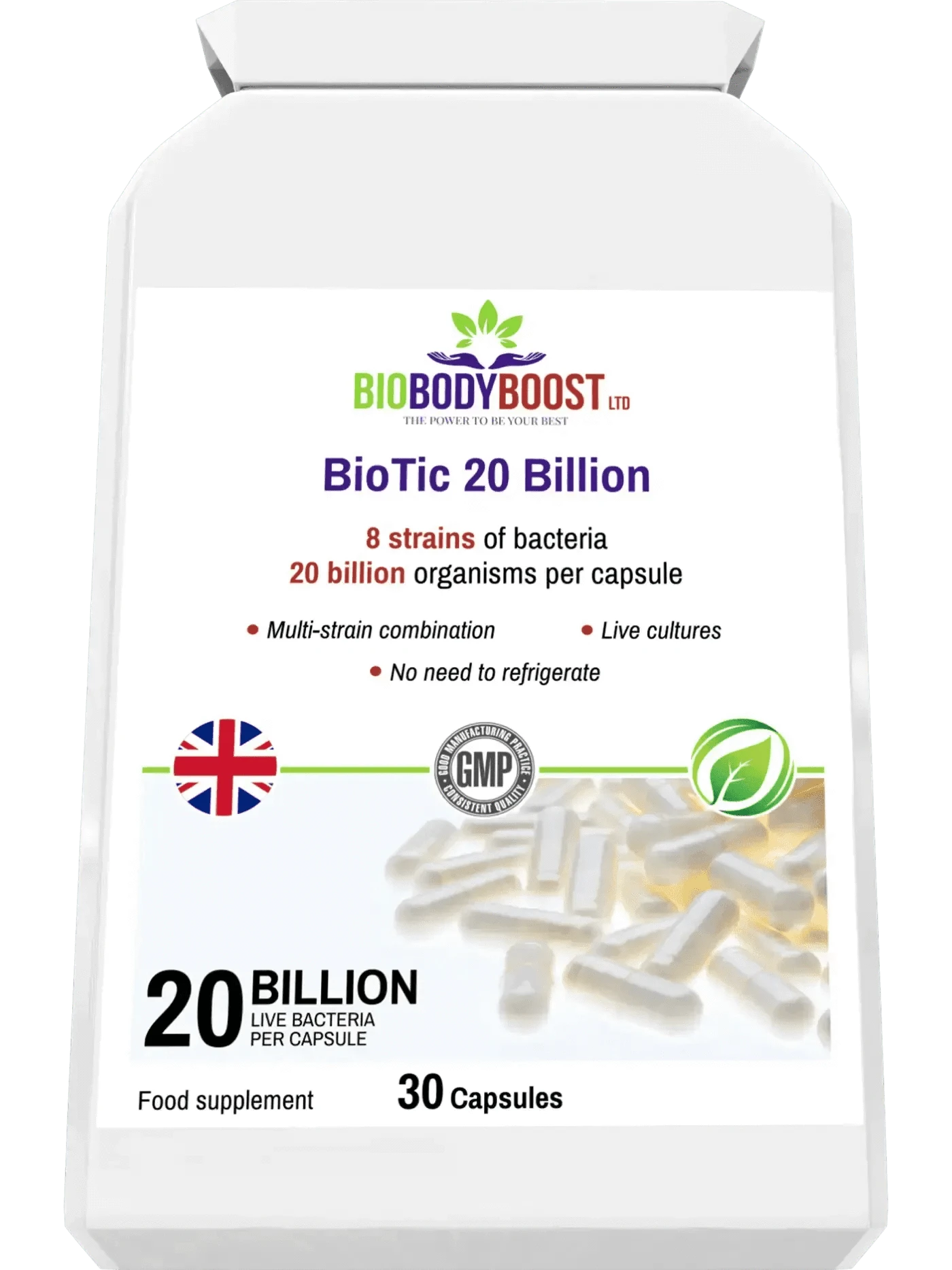 BioBodyBoost Food Supplement BioBodyBoost Vegan Probiotic - 20 Billion Live Cultures