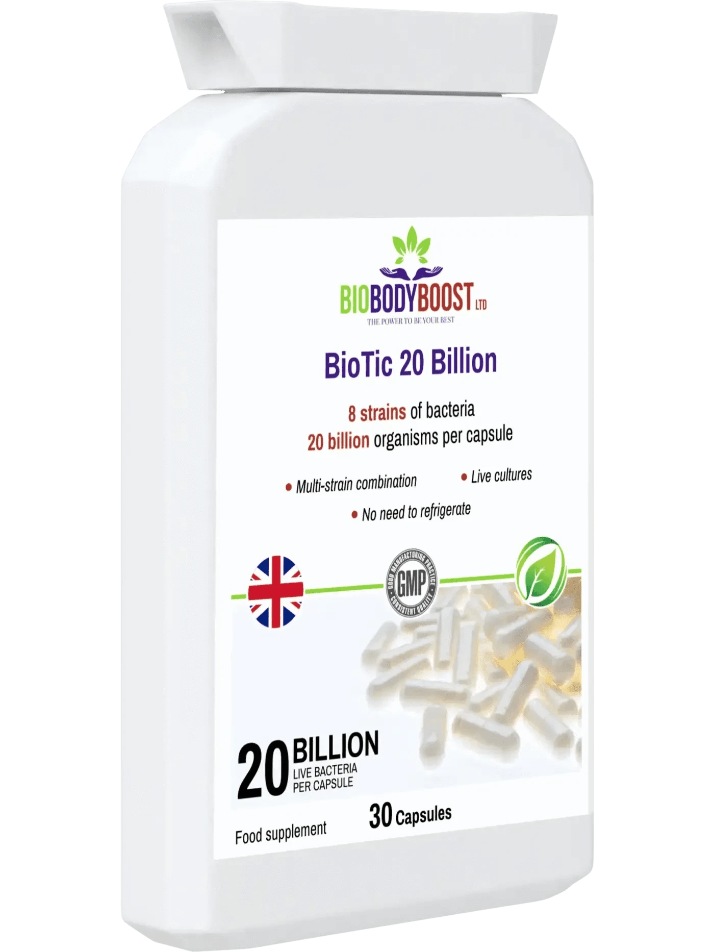 BioBodyBoost Food Supplement BioBodyBoost Vegan Probiotic - 20 Billion Live Cultures