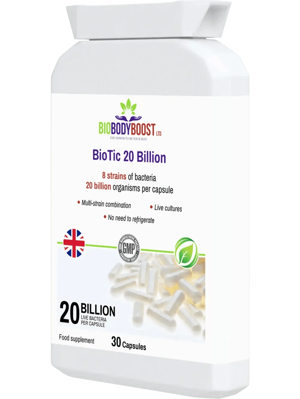 BioBodyBoost Food Supplement BioBodyBoost Vegan Probiotic - 20 Billion Live Cultures