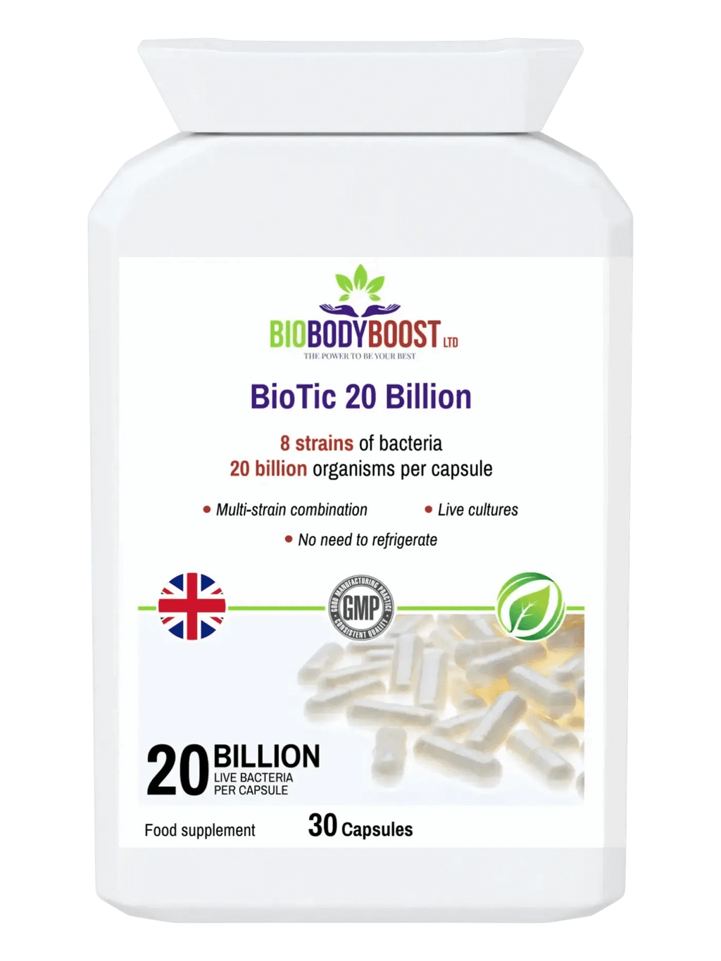 BioBodyBoost Food Supplement BioBodyBoost Vegan Probiotic - 20 Billion Live Cultures