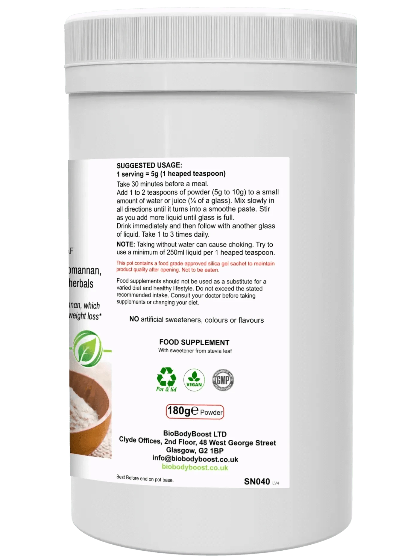 BioBodyBoost Food Supplement BioSlim - Psyllium Husks Dietary Fibre