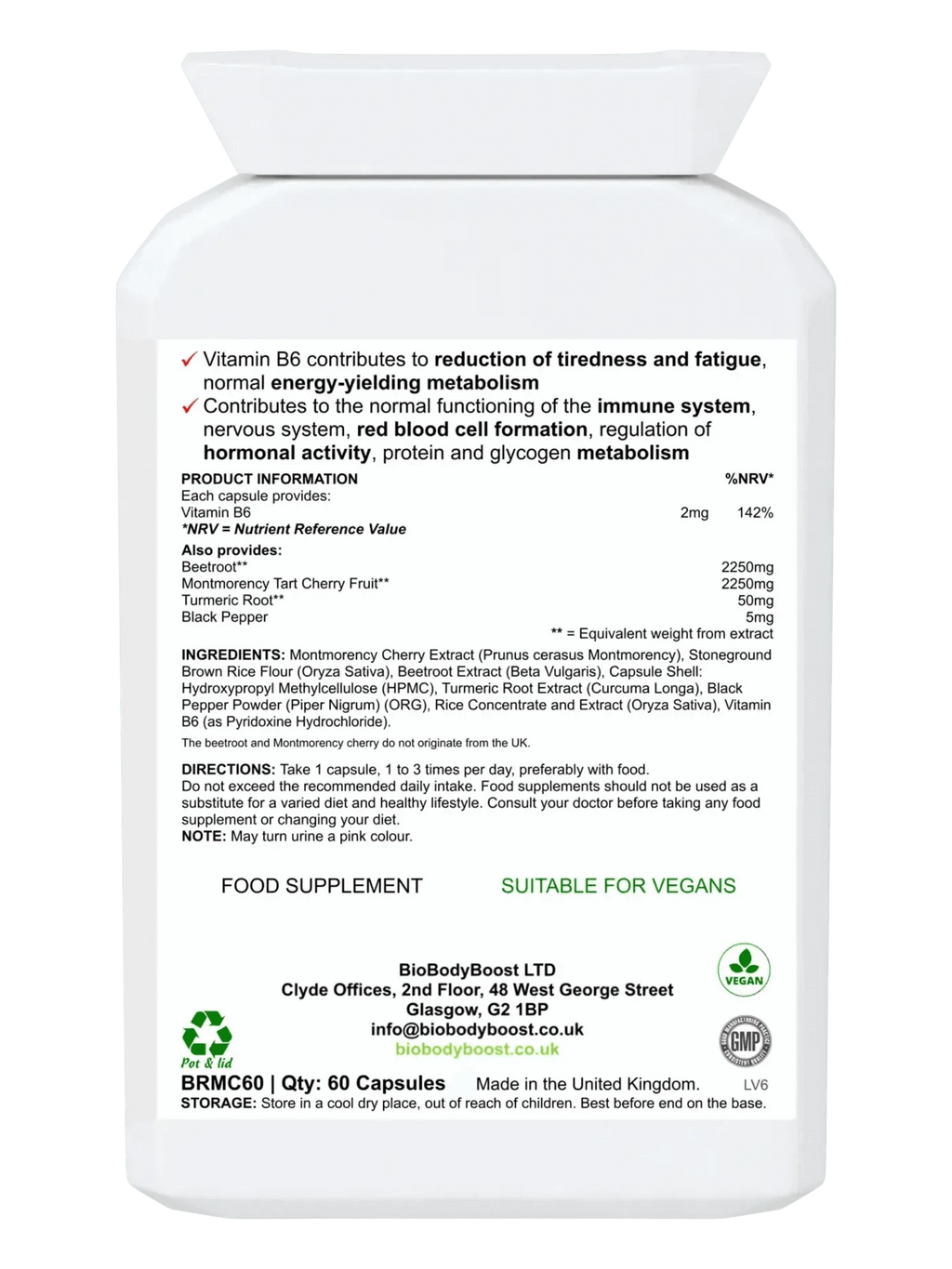 BioBodyBoost Food Supplement Red Punch - Beetroot & Cherry Supplement