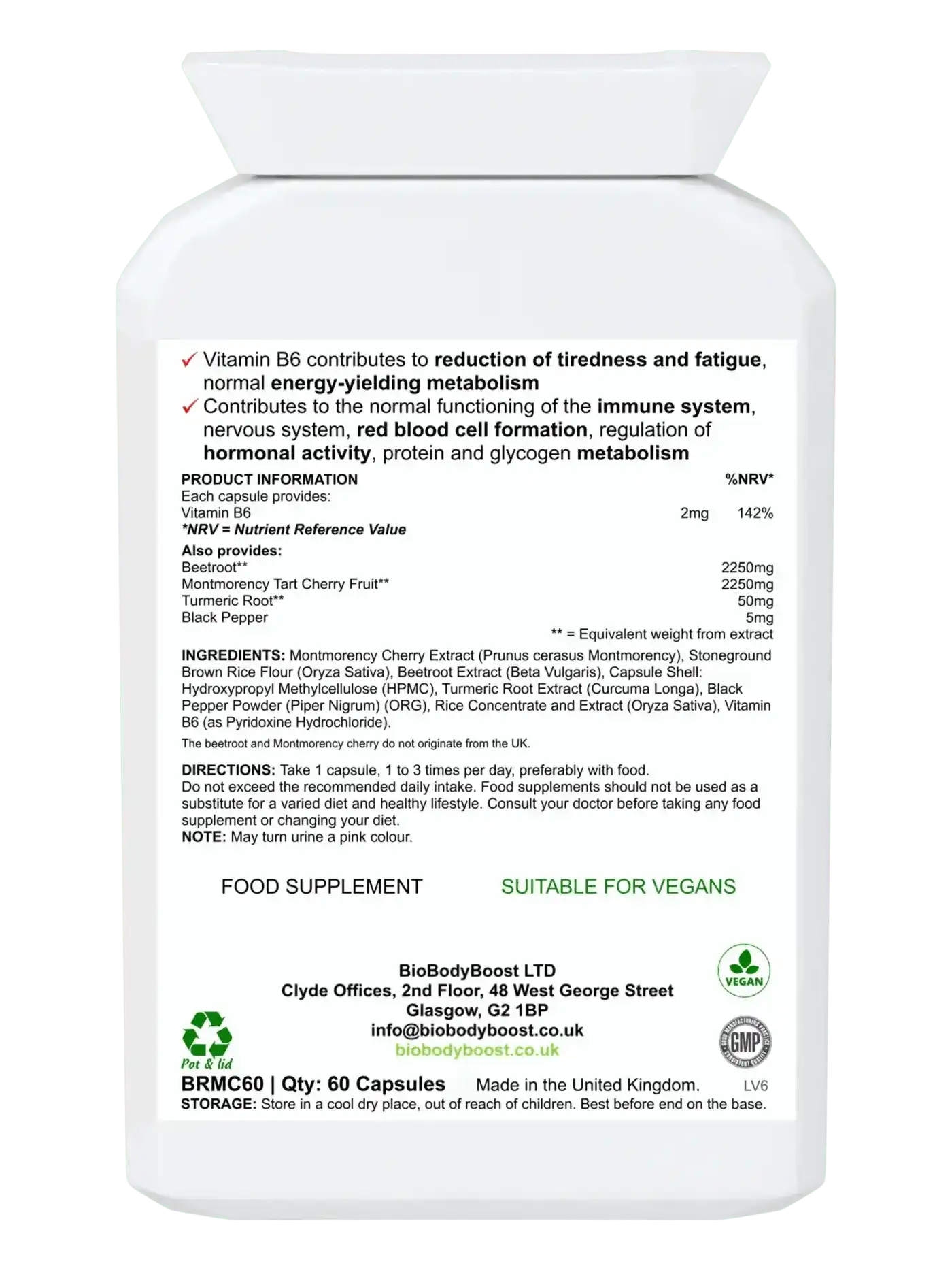 BioBodyBoost Food Supplement Red Punch - Beetroot & Cherry Supplement