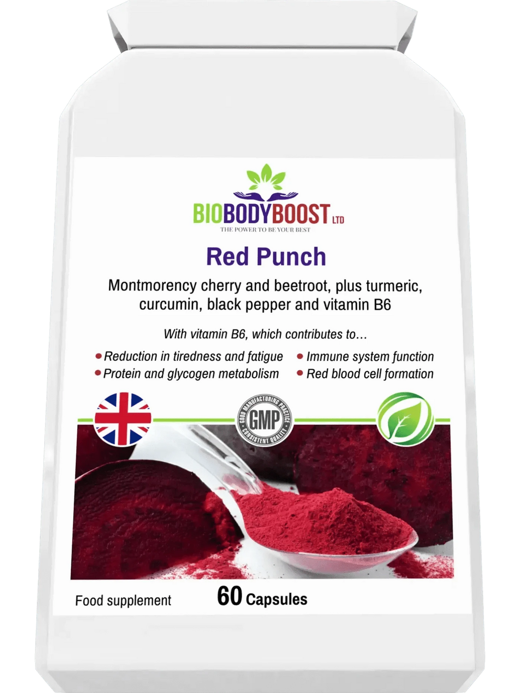 BioBodyBoost Food Supplement Red Punch - Beetroot & Cherry Supplement