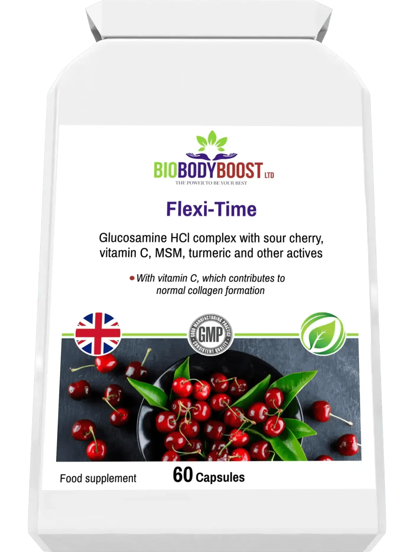 BioBodyBoost Flexi-Time Glucosamine HCL Capsules with Vitamin C and Turmeric for Joint Health