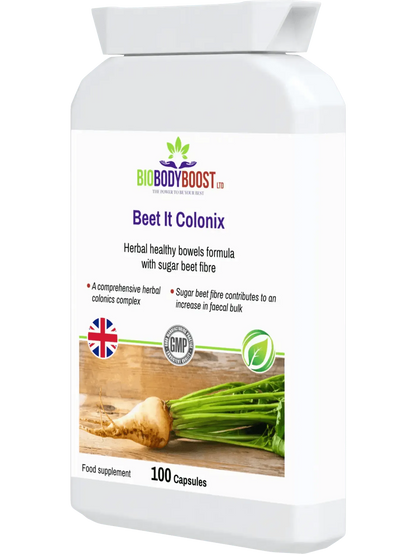 BioBodyBoost Beet It Colonix Herbal Colon Cleanse in a 100-capsule bottle for healthy digestion