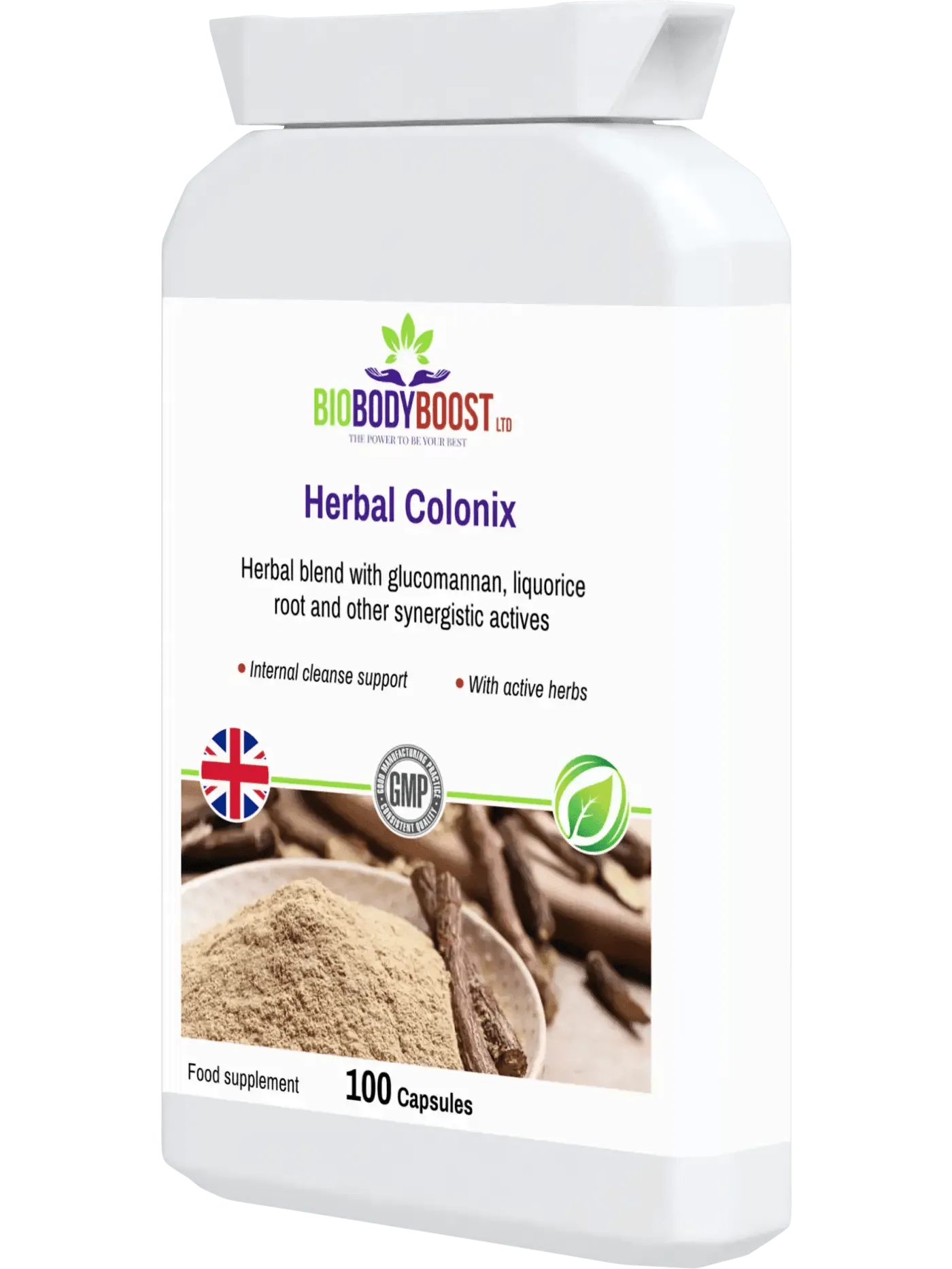 BioBodyBoost Herbal Colon Cleanser with glucomannan and active herbs for internal cleanse support