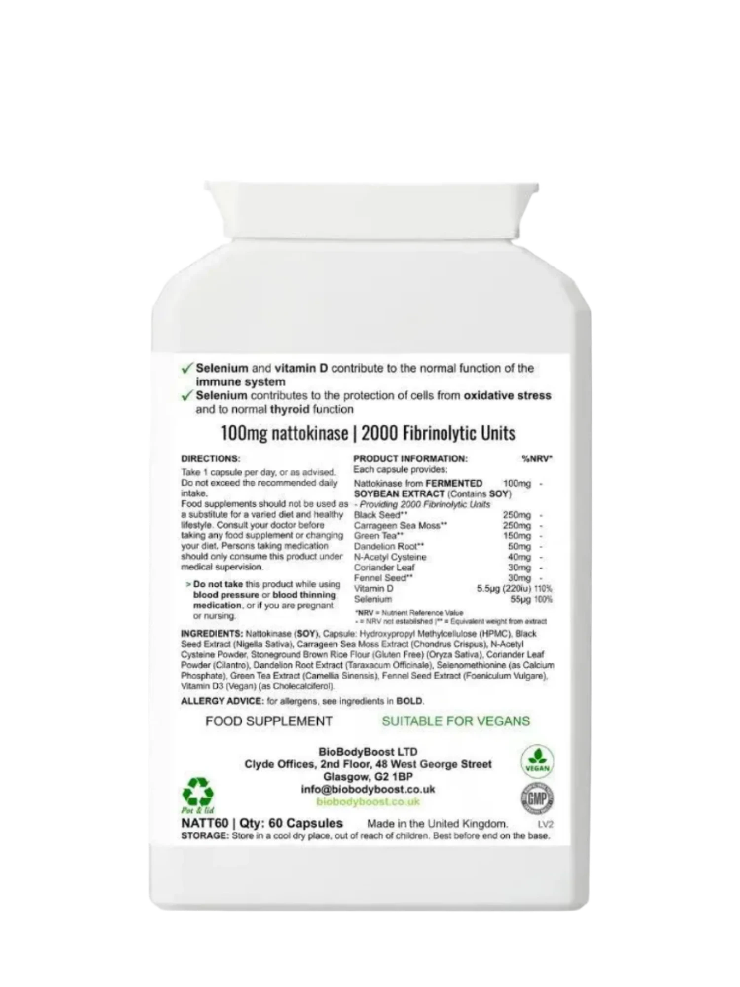 BioBodyBoost Herbal Multivitamins CardioVital Natto Blend - Nattokinase Supplement