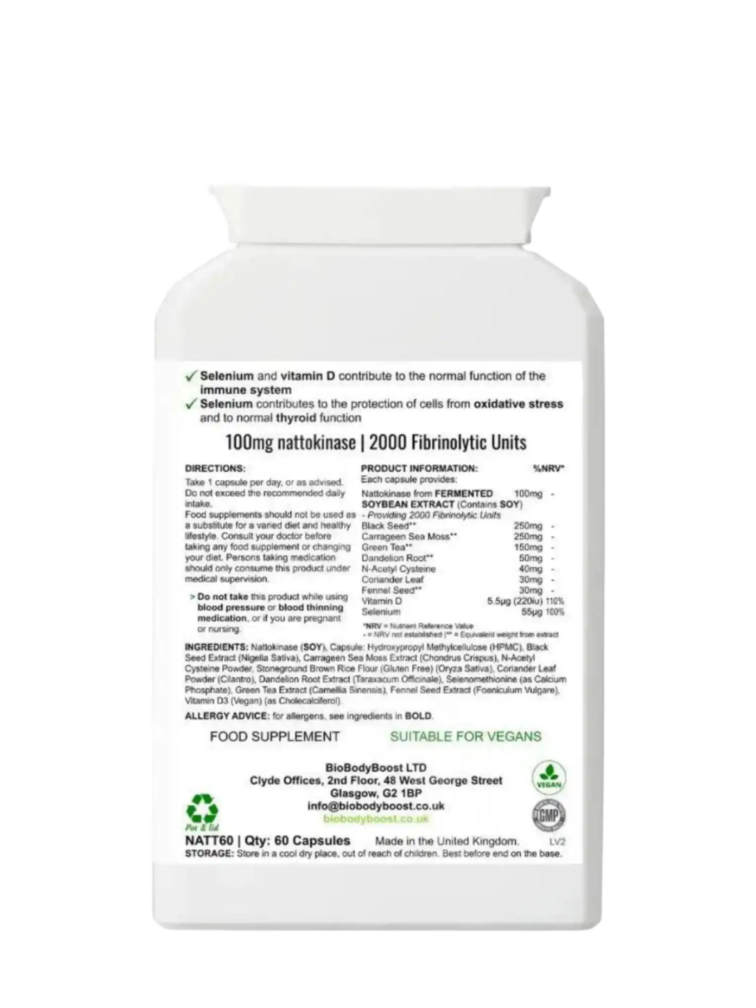 BioBodyBoost Herbal Multivitamins CardioVital Natto Blend - Nattokinase Supplement