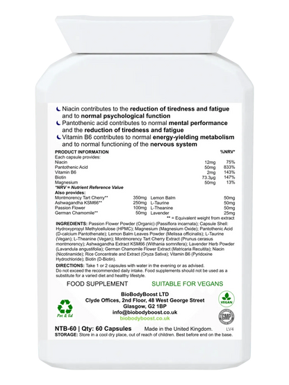 BioBodyBoost Herbal Sleep Aid Capsules in White Bottle for Natural Sleep Support