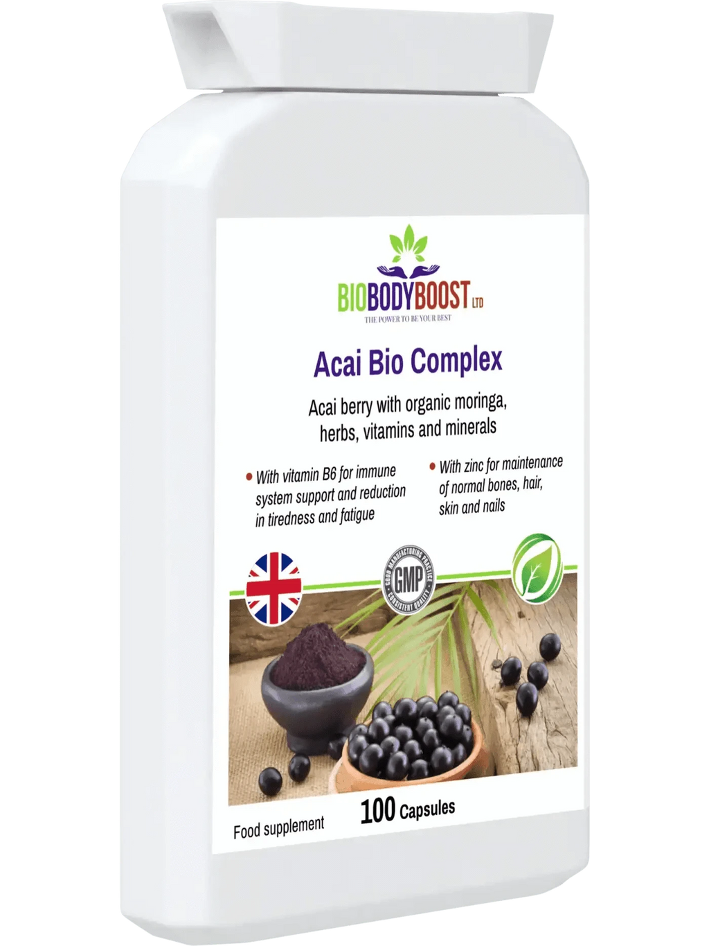 BioBodyBoost Herbal Supplement Acai Bio Complex – 60‑Caps Acai Berry Immunity & Energy Supplement