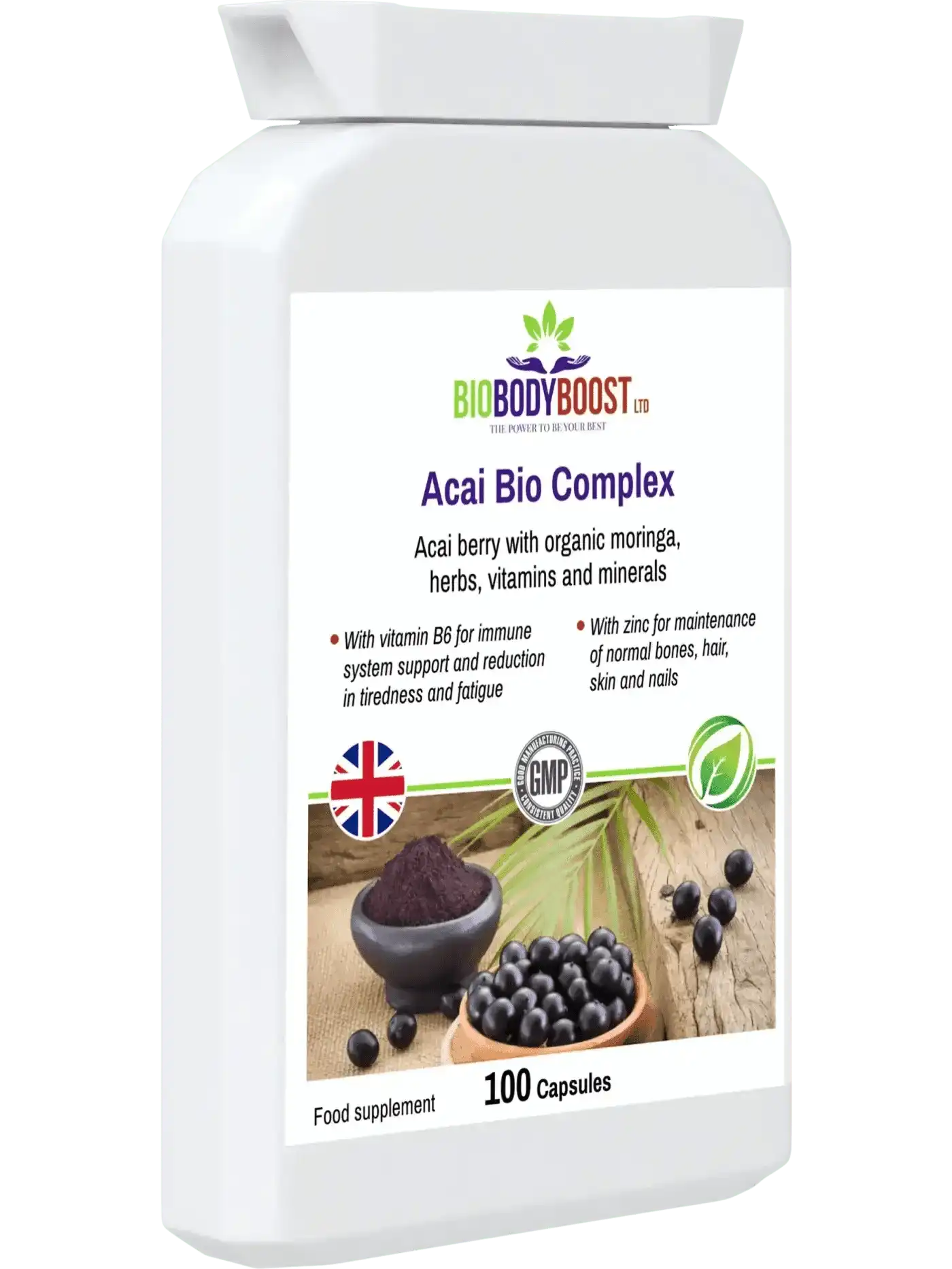 BioBodyBoost Herbal Supplement Acai Bio Complex – 60‑Caps Acai Berry Immunity & Energy Supplement