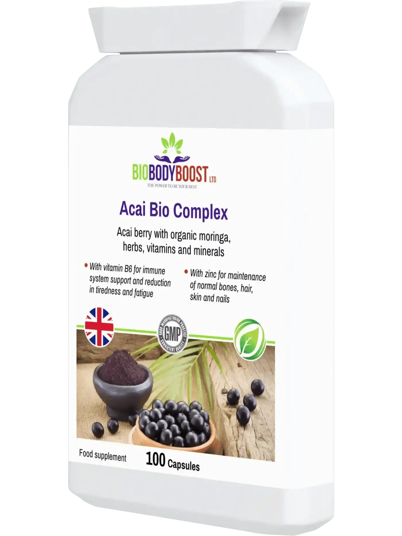 BioBodyBoost Herbal Supplement Acai Bio Complex – 60‑Caps Acai Berry Immunity & Energy Supplement