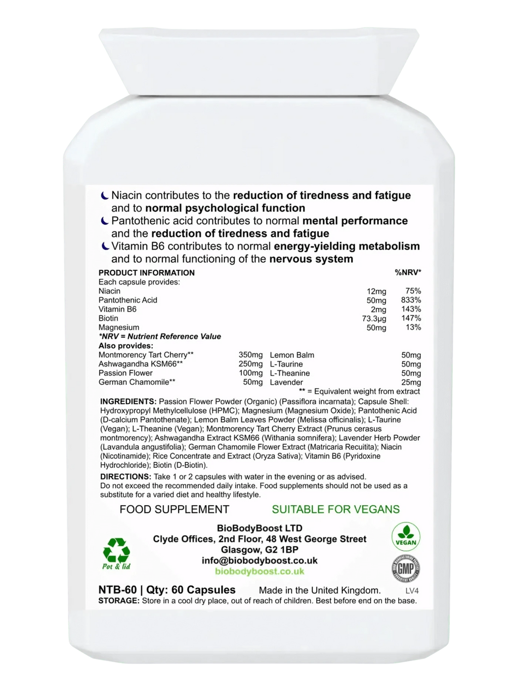 BioBodyBoost Herbal Supplements BioSnooze - Night Time Herbal Sleep Aid