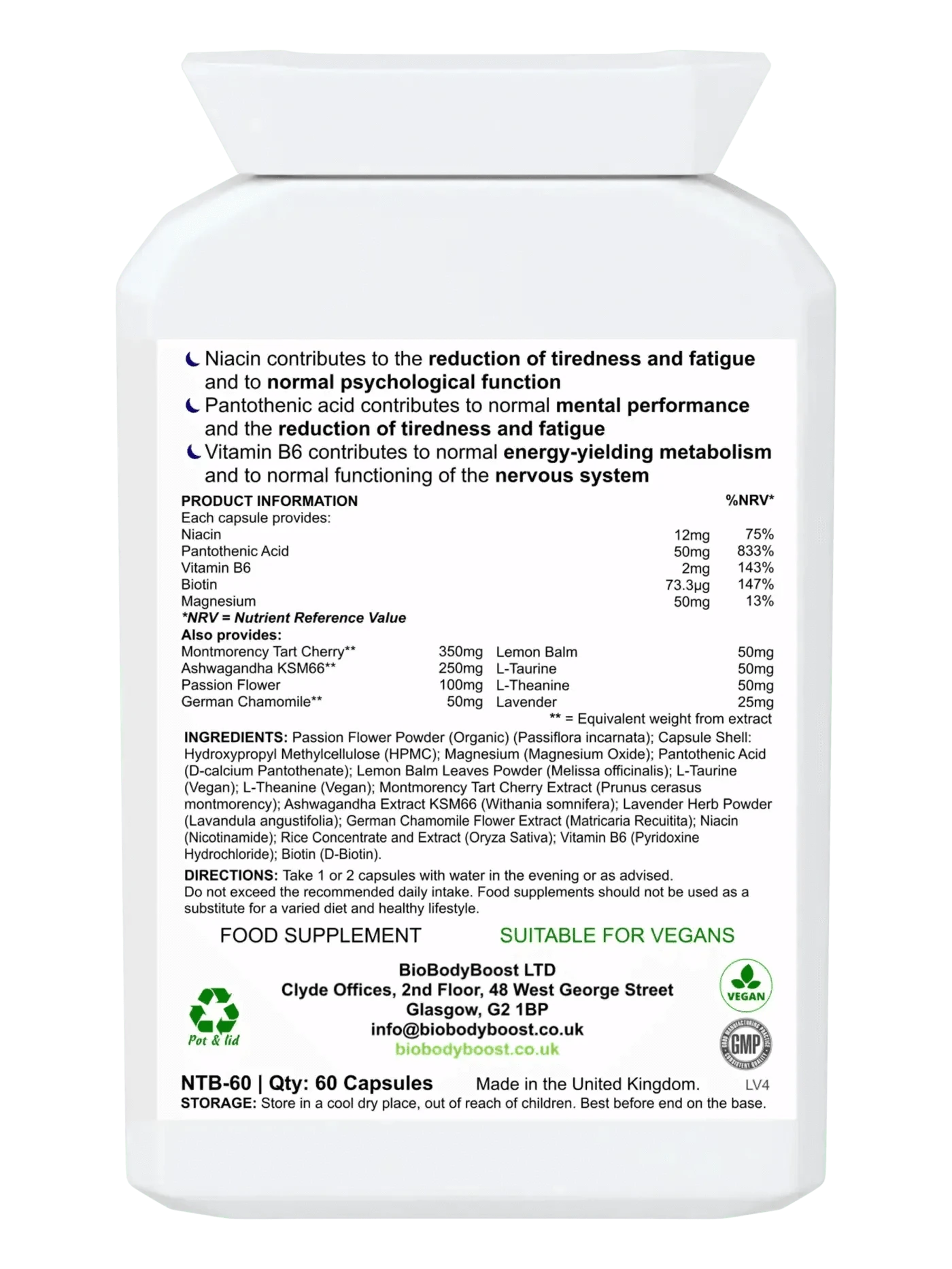 BioBodyBoost Herbal Supplements BioSnooze - Night Time Herbal Sleep Aid