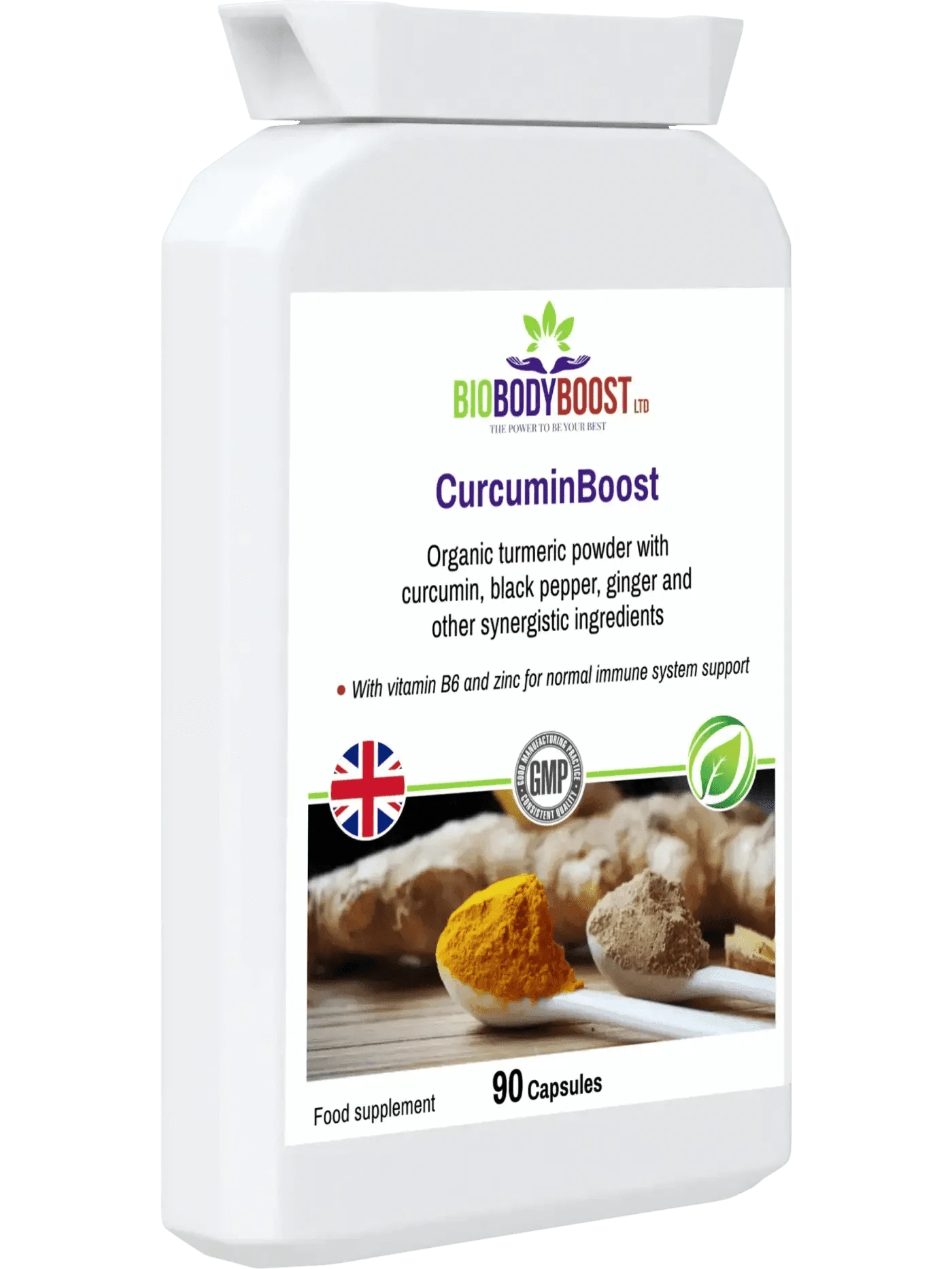 BioBodyBoost Herbal Supplements CurcuminBoost Organic Turmeric Curcumin Capsules - 90 Count