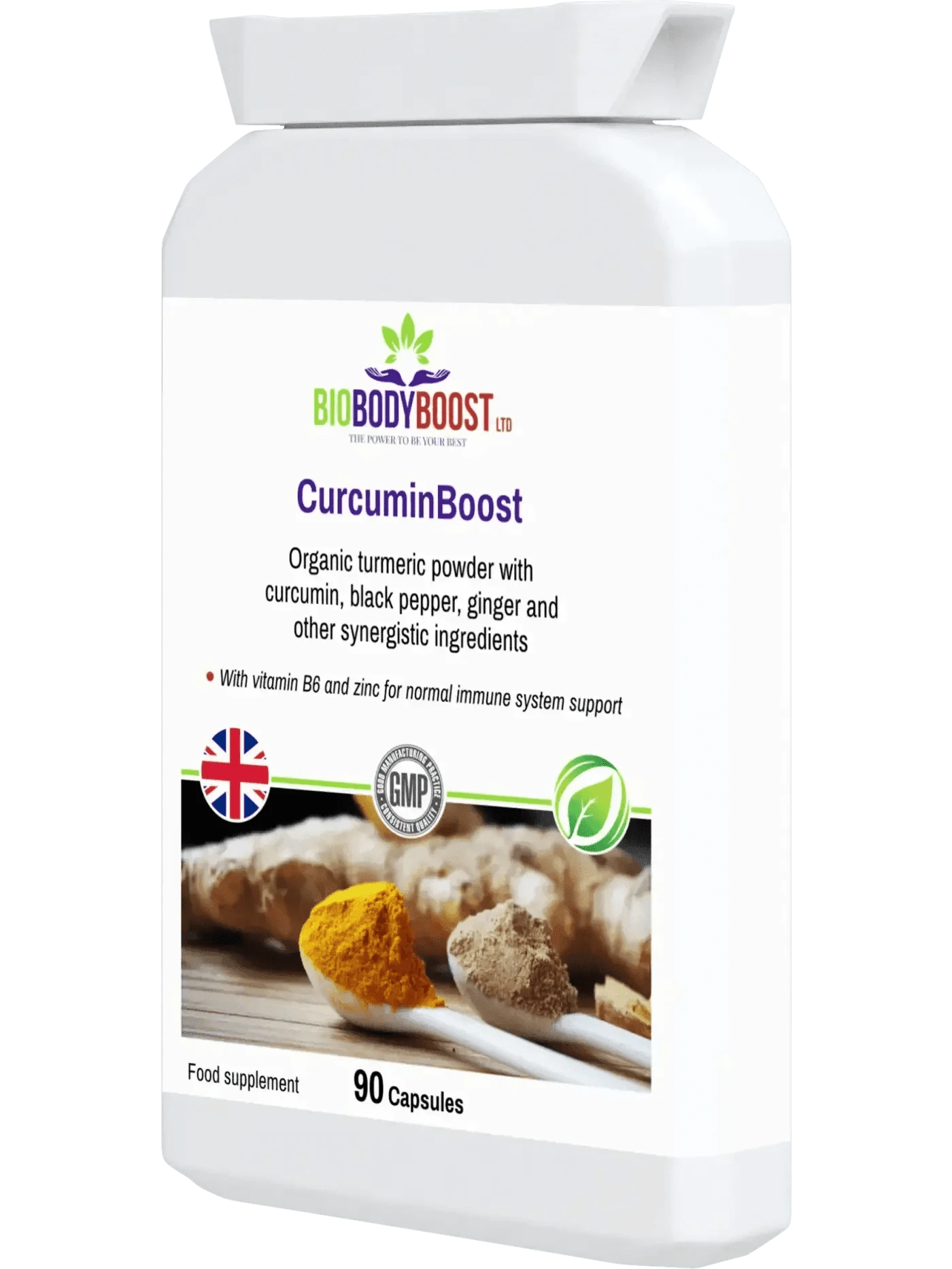 BioBodyBoost Herbal Supplements CurcuminBoost Organic Turmeric Curcumin Capsules - 90 Count