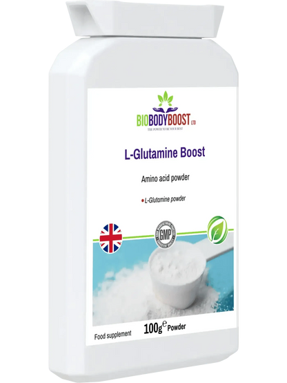 BioBodyBoost L-Glutamine Boost Powder for Muscle Recovery in 100g Packaging
