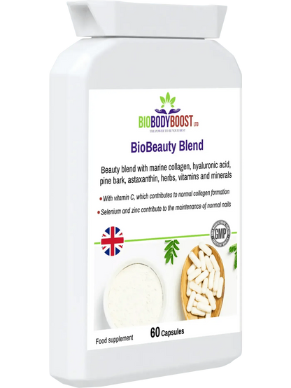 BioBodyBoost BioBeauty Blend with marine collagen complex in 60 capsules for skin and nail health